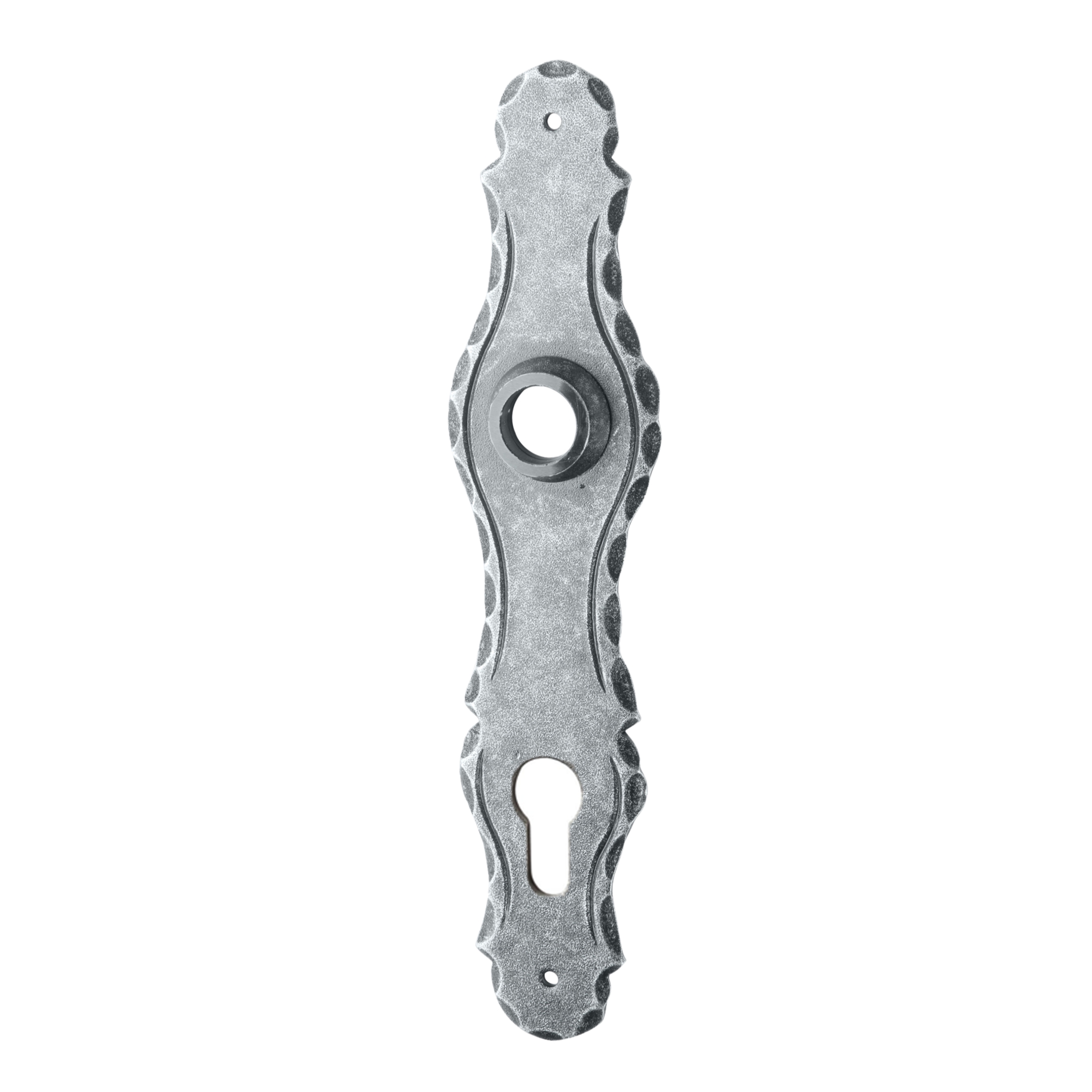 Haustürschild Dist. 92 mm PZ, Eisen thermopatiniert ® L x B