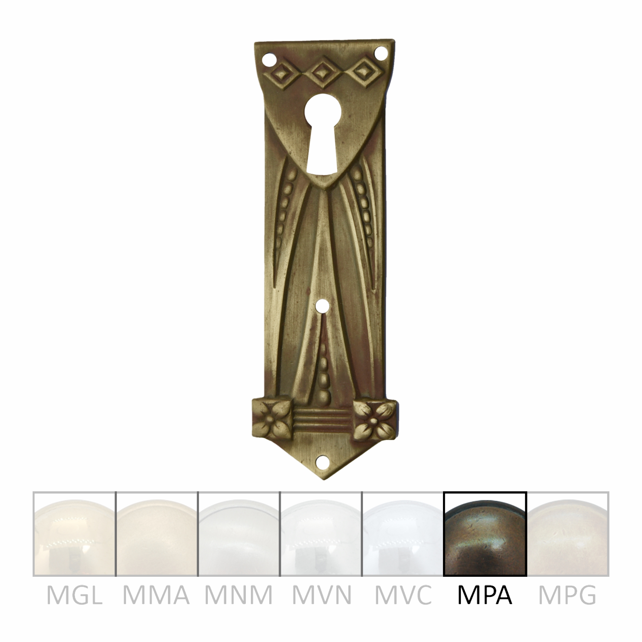 Jugendstil Möbelschild Messing MPA 27 x 80mm mit Schlüsselloch Serie JU010 Bild1