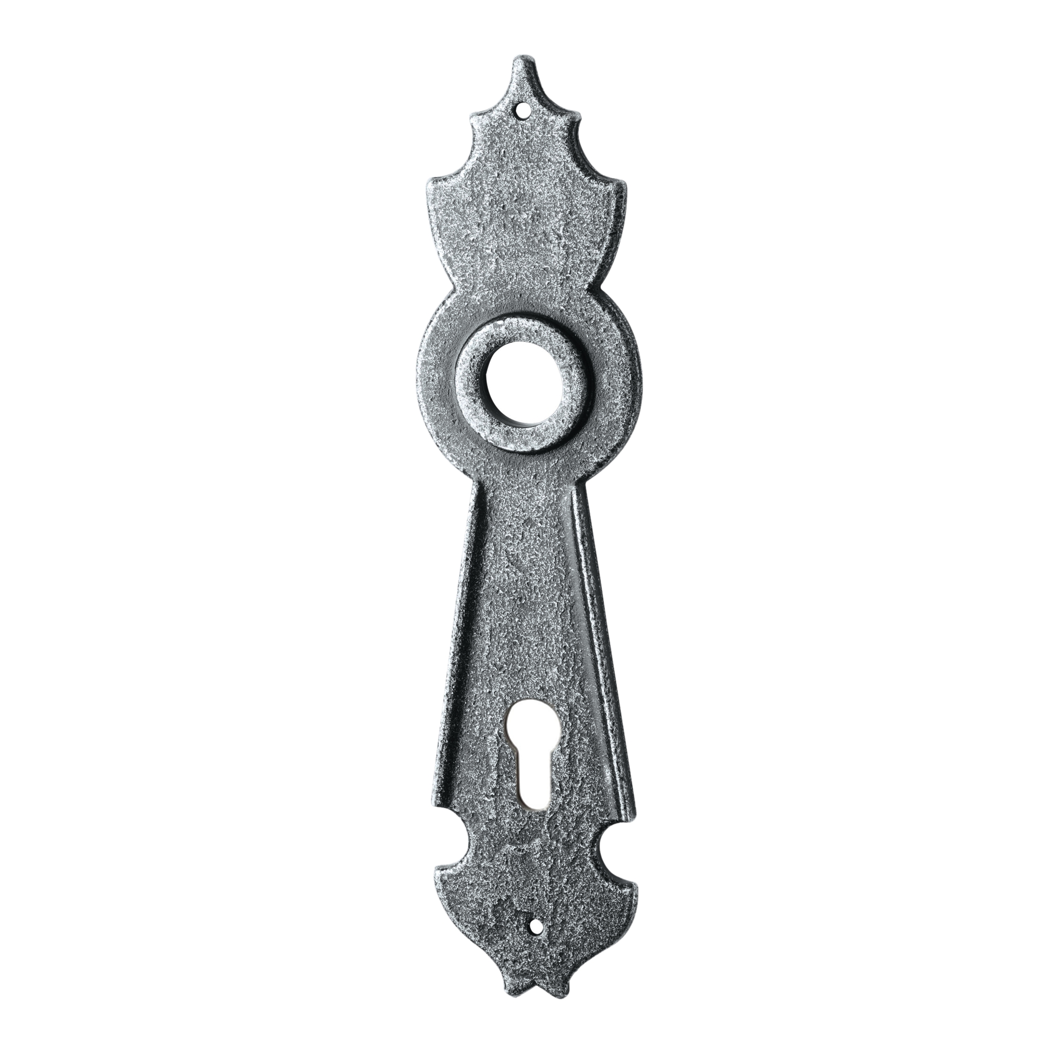 Haustürschild Dist. 92 mm PZ, Eisen schwarz passiviert L x B