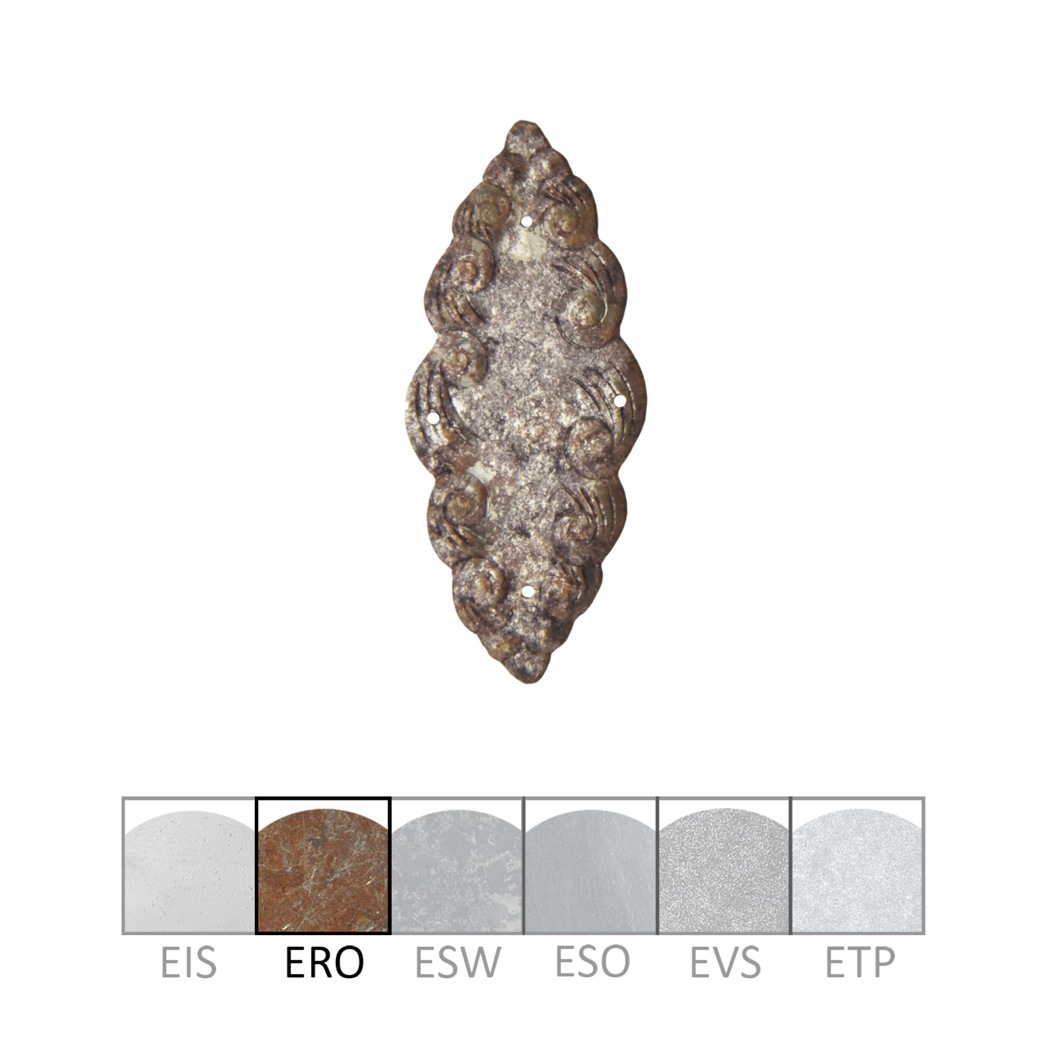 Barock Schlüsselschild ca. 42 x 98mm , Eisen rostig Serie BA027 Bild1