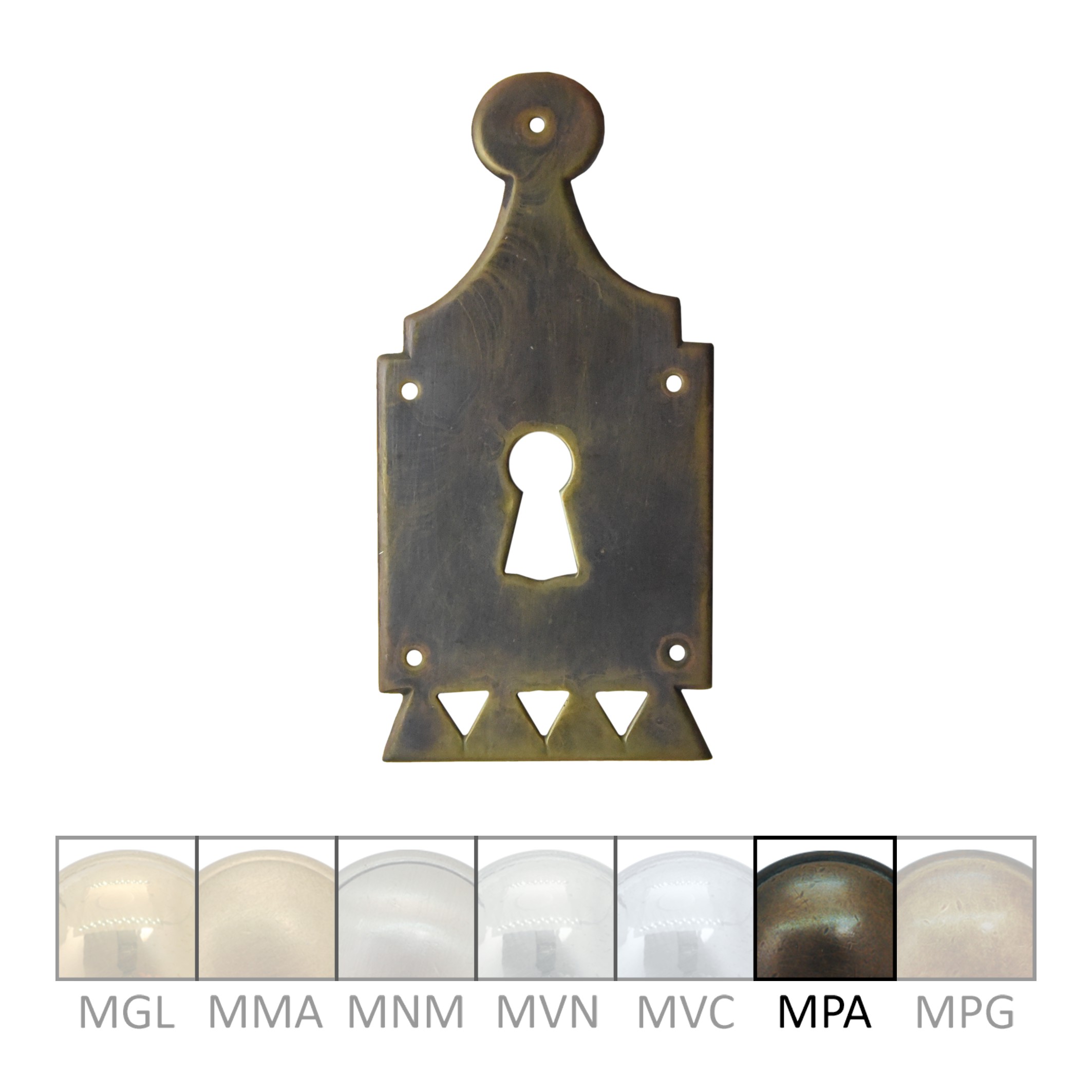 Klassizismus Möbelschild Messing patiniert MPA 55x114mm mit Schlüsselloch Serie KL114 Bild1