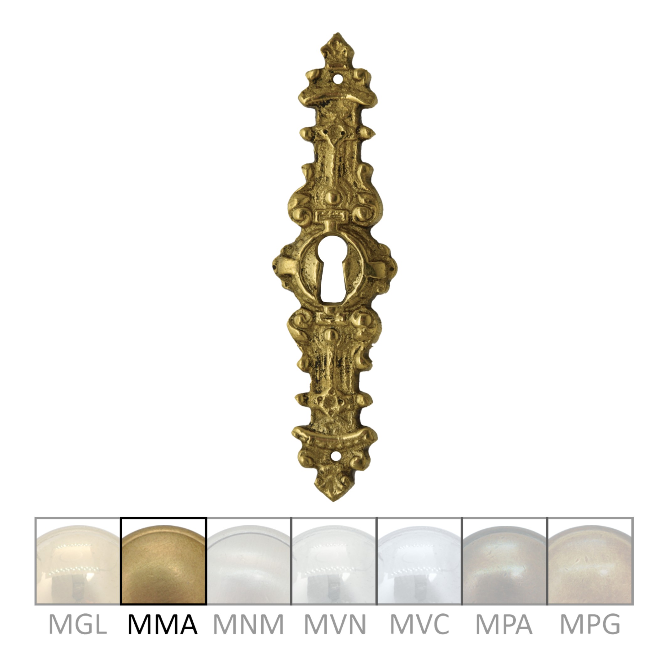 Klassizismus Möbelschild geprägt Messing MMA 29x108mm mit Schlüsselloch Serie KL153 Bild1
