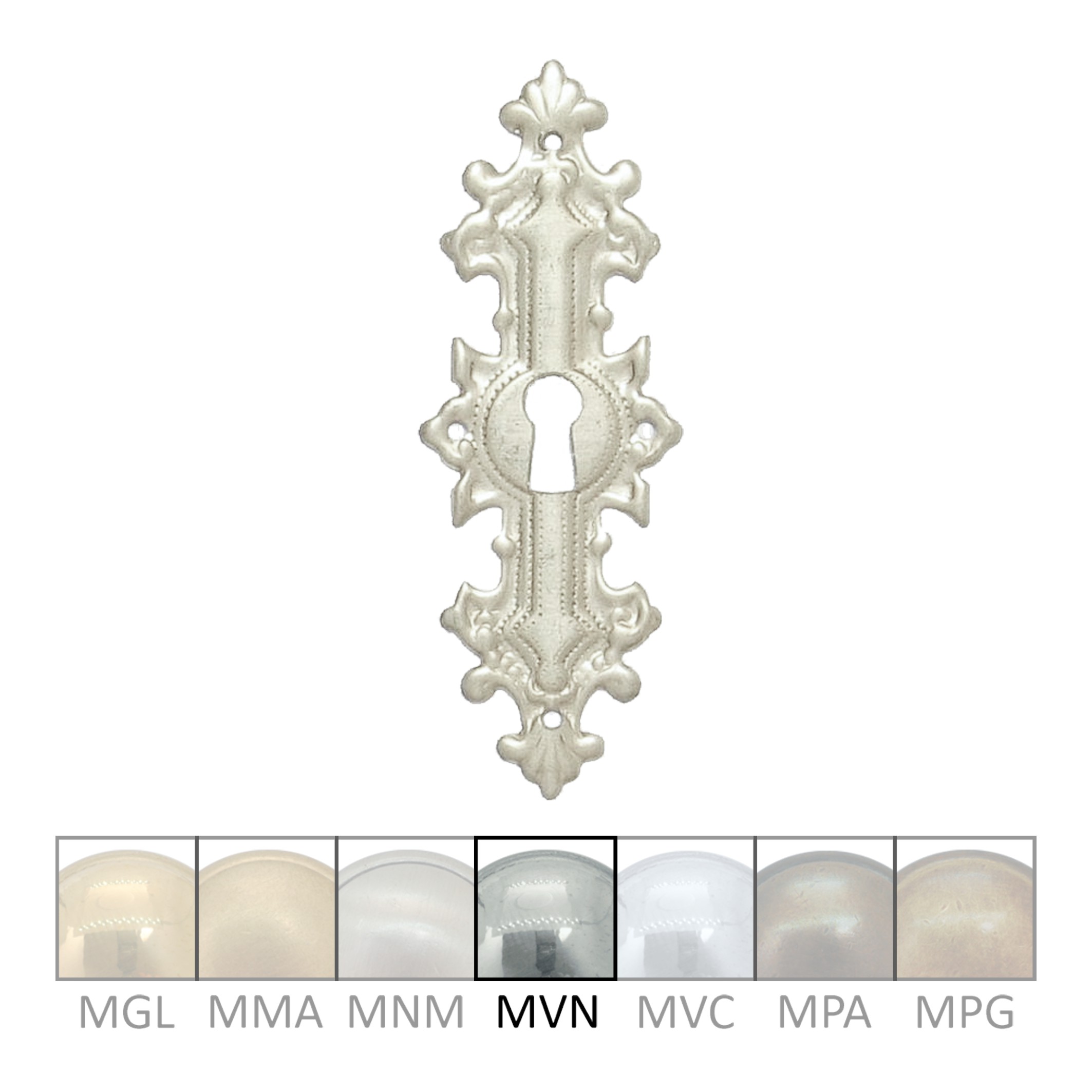 Historismus Möbelschild geprägt Messing MVN 39 x 116mm mit Schlüsselloch Serie HI002 Bild1
