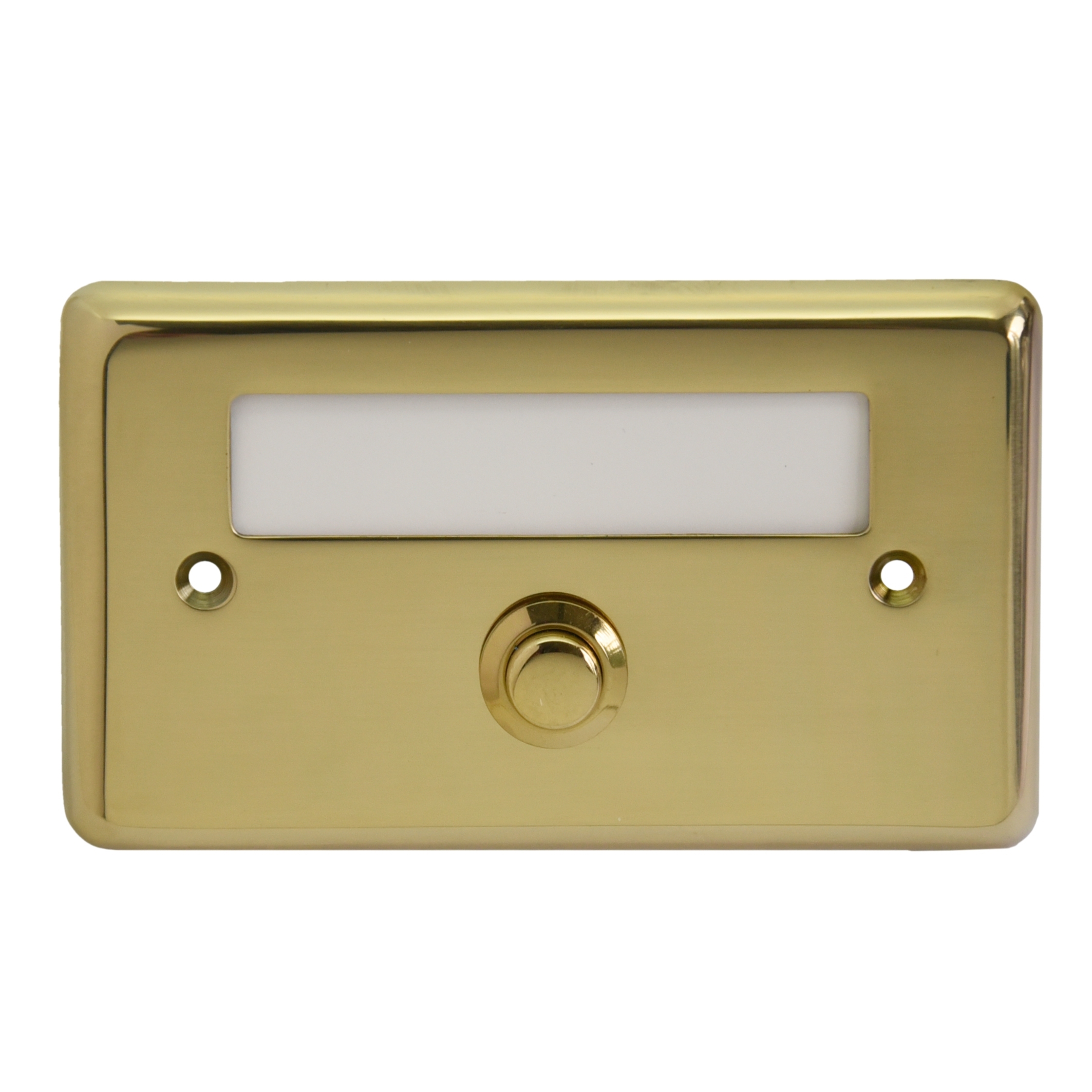 Klingelschild mit Namensschild und Klingelknopf in Messing glänzend  Bild1 Kira Klingelschild mit Namensschild und Klingelknopf Bild1