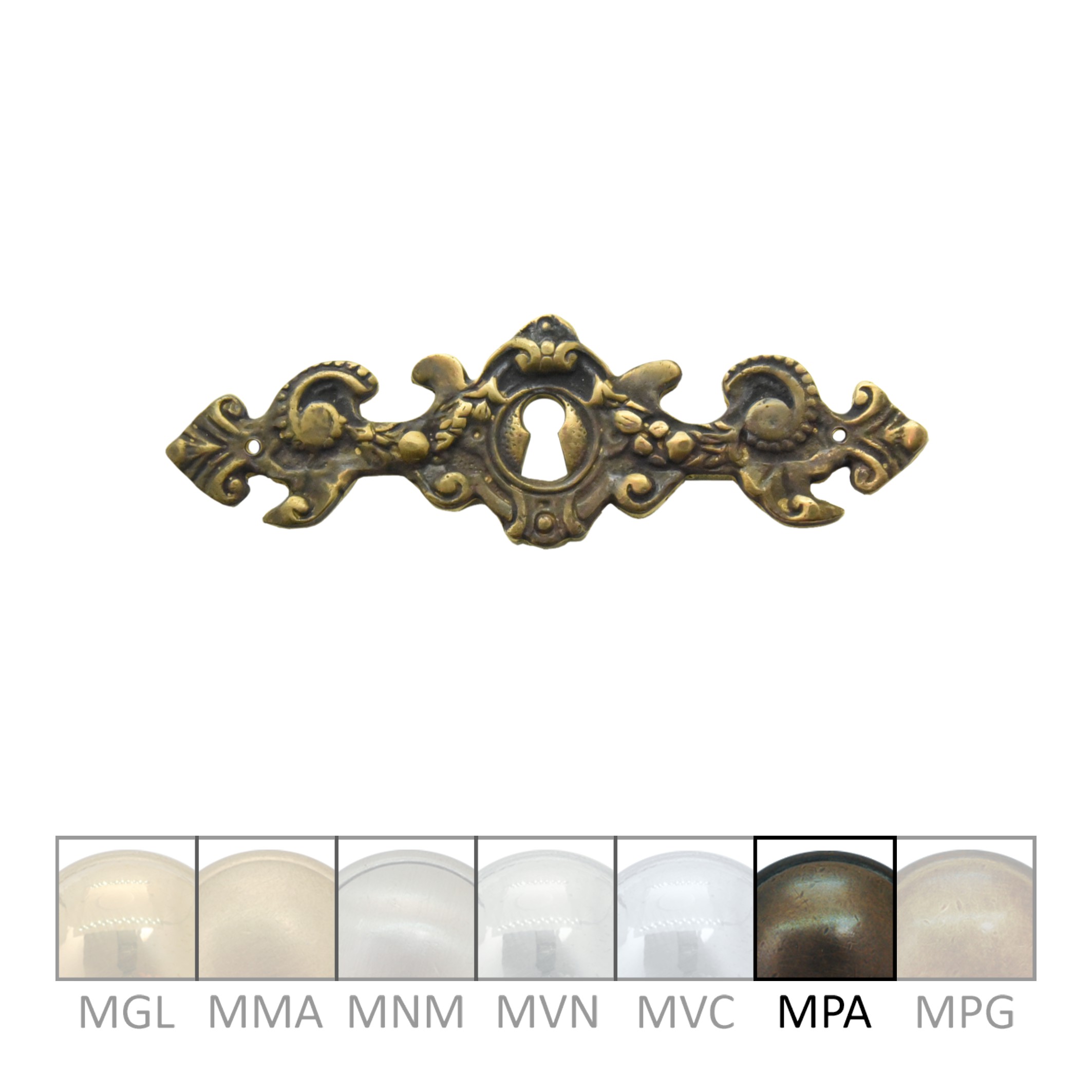 Historismus Möbelschild geprägt Messing MPA 125 x 40mm mit Schlüsselloch Serie HI030 Bild1