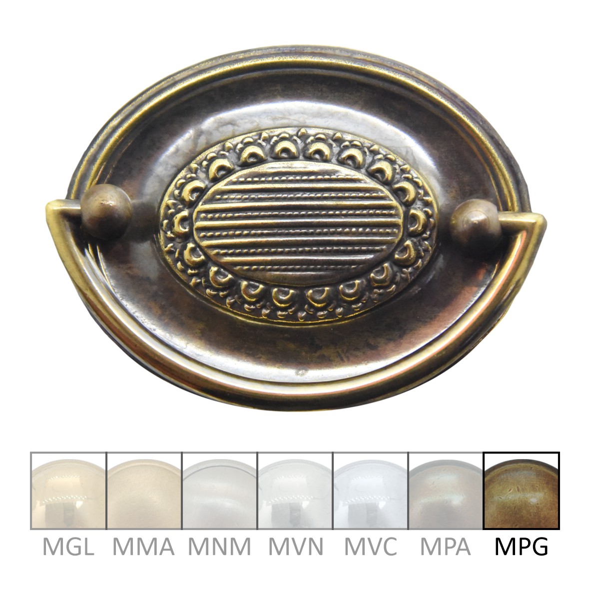 Klassizismus Möbelschild geprägt Messing MPG 75x60mm mit Griff Serie KL109 Bild1