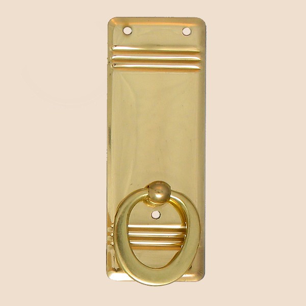 Jugendstil Möbelschild geprägt Messing MGL 30 x 90mm mit Griff rund Serie JU104 Bild1