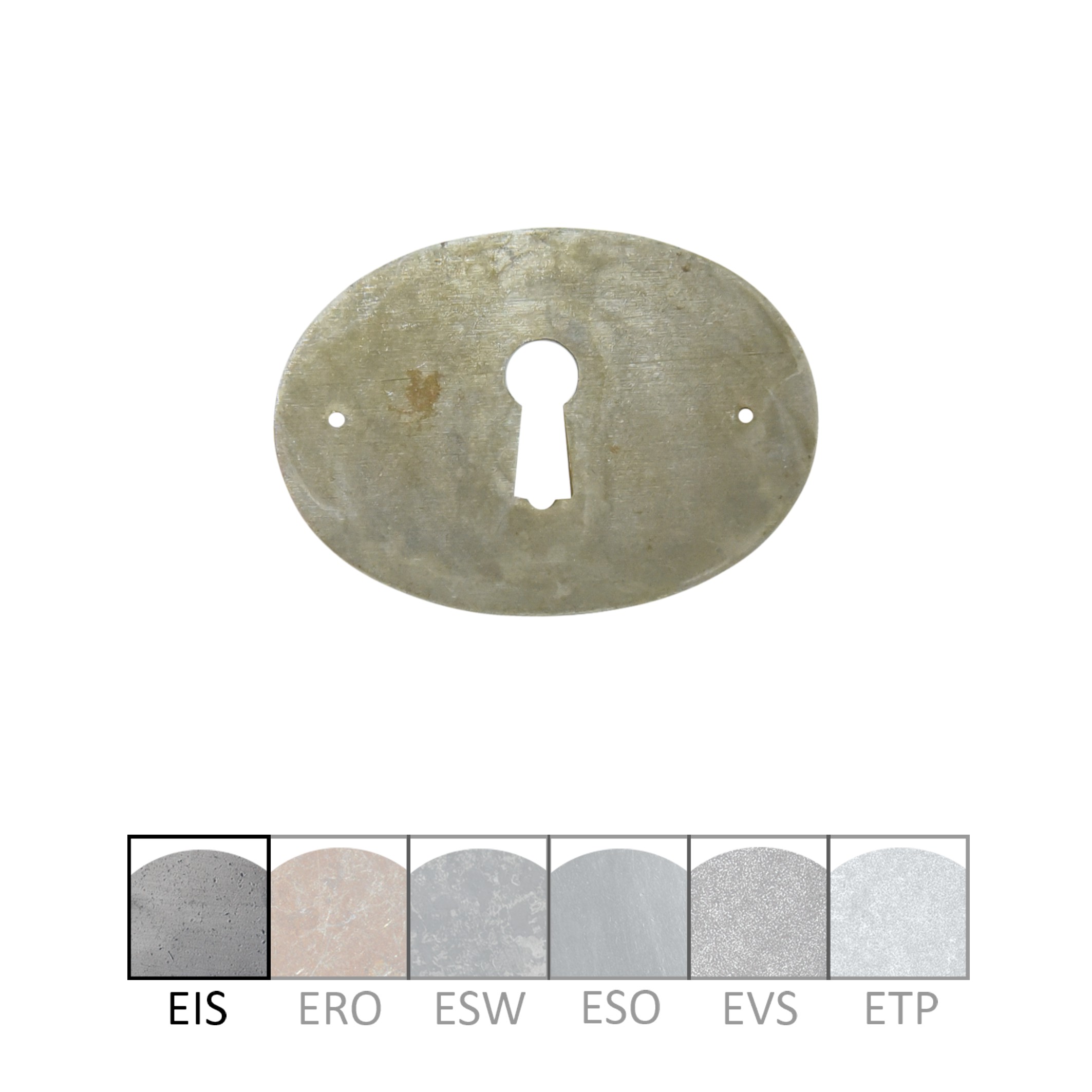 Klassizismus Möbelschild geprägt - Eisen - 50x35mm mit Schlüsselloch Serie KL005 Bild1