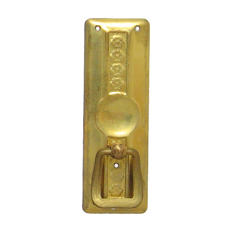 Jugendstil Möbelschild geprägt Messing MPA 30 x 90mm mit Griff Serie JU001 Bild1
