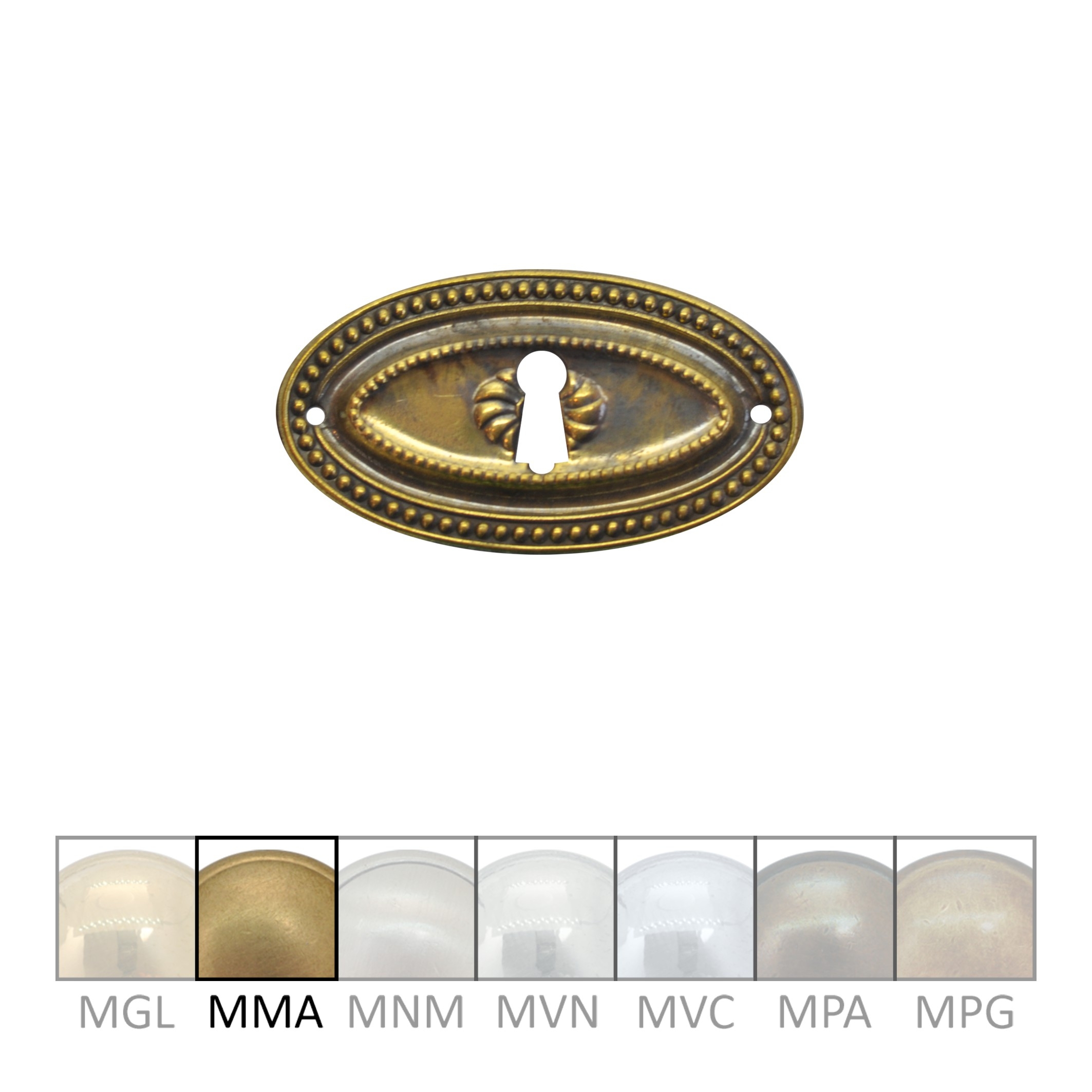 Klassizismus Möbelschild geprägt Messing MMA 90x50mm mit Schlüsselloch Serie KL082 Bild1