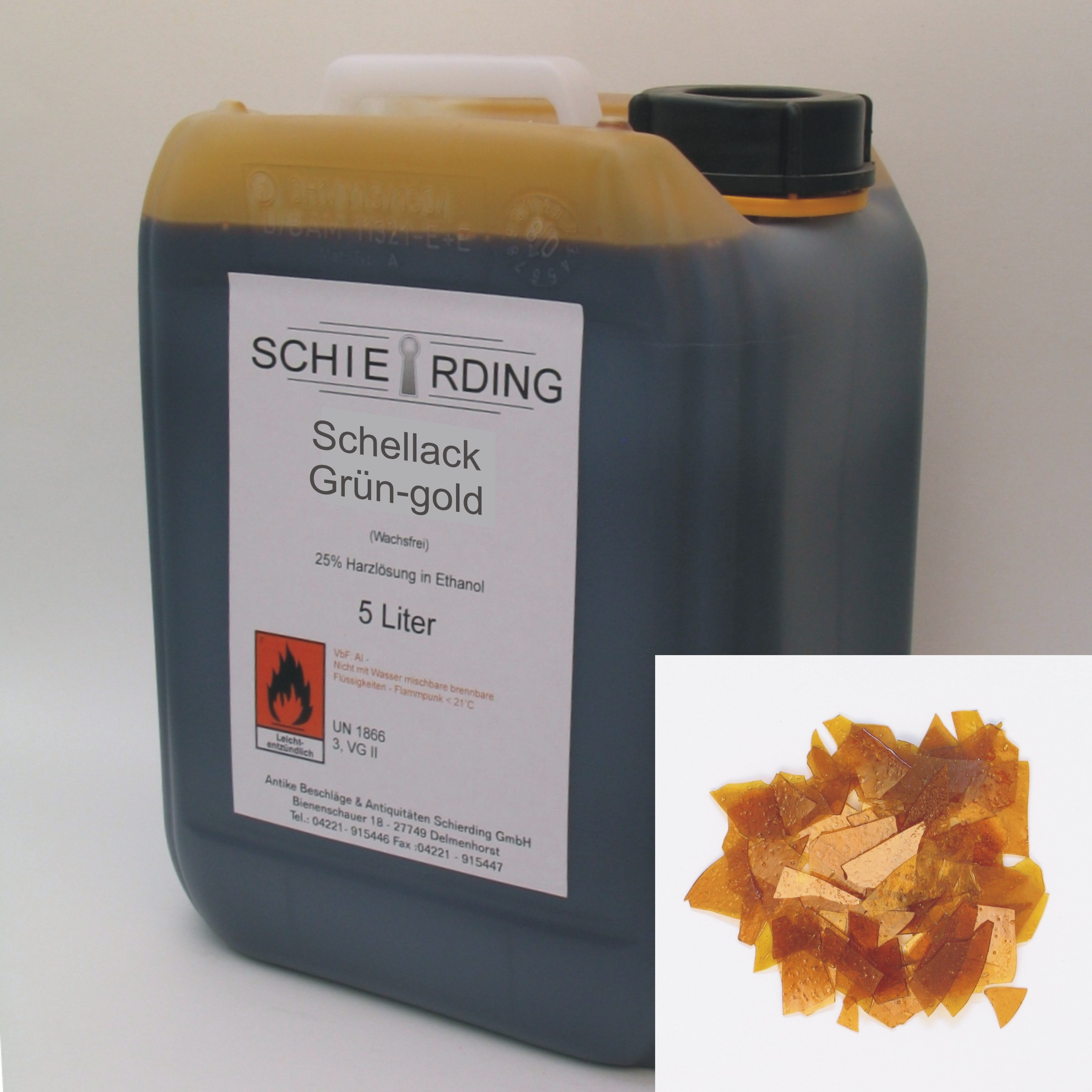 Gelöster Schellack grün-gold 5 Liter Serie LA003 Bild1