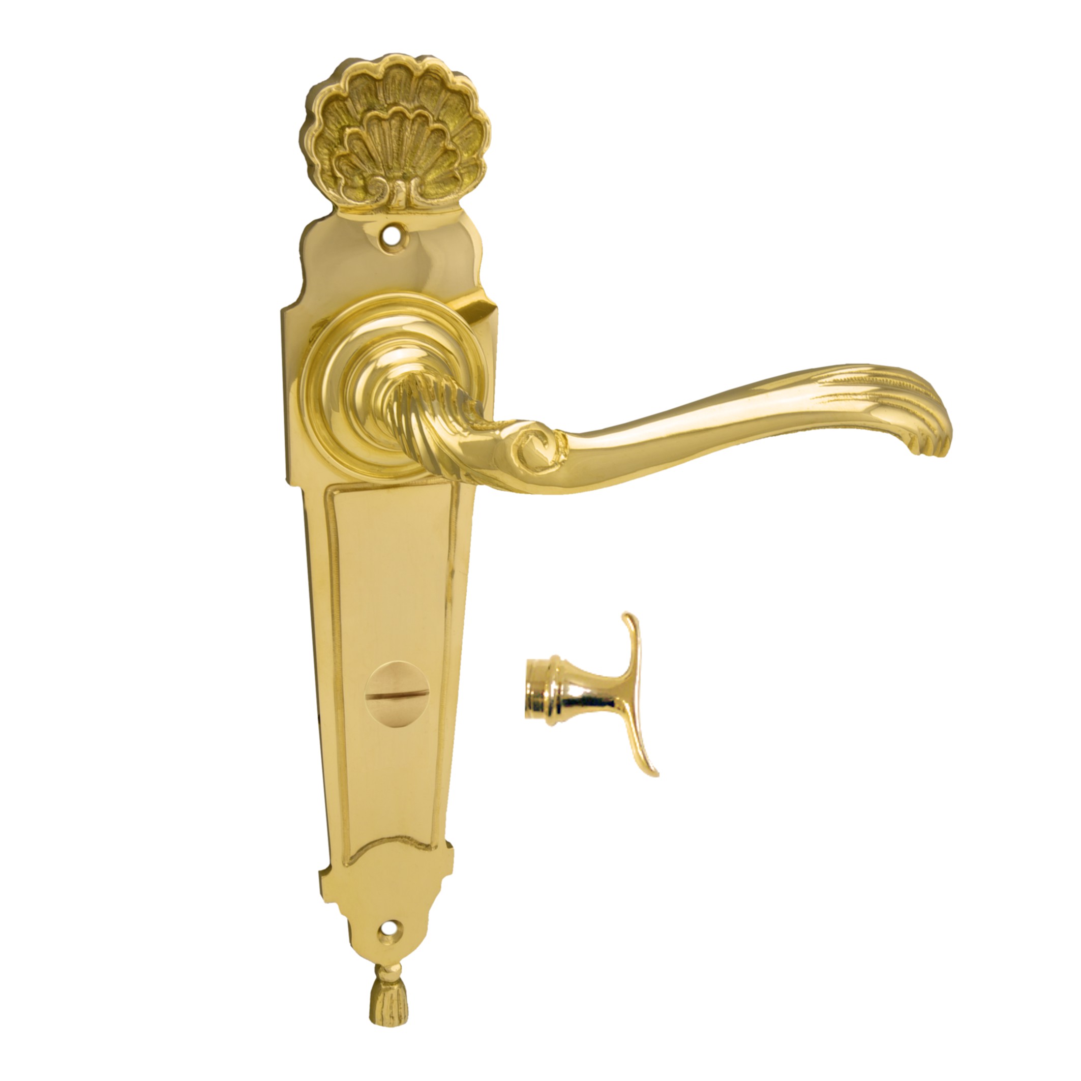 Badezimmertürgarnitur WC. Dist. 78 in Messing. LxB Badezimmertürgarnitur in Messing glänzend WC 78 mit TD114 Serie TG114 Bild1