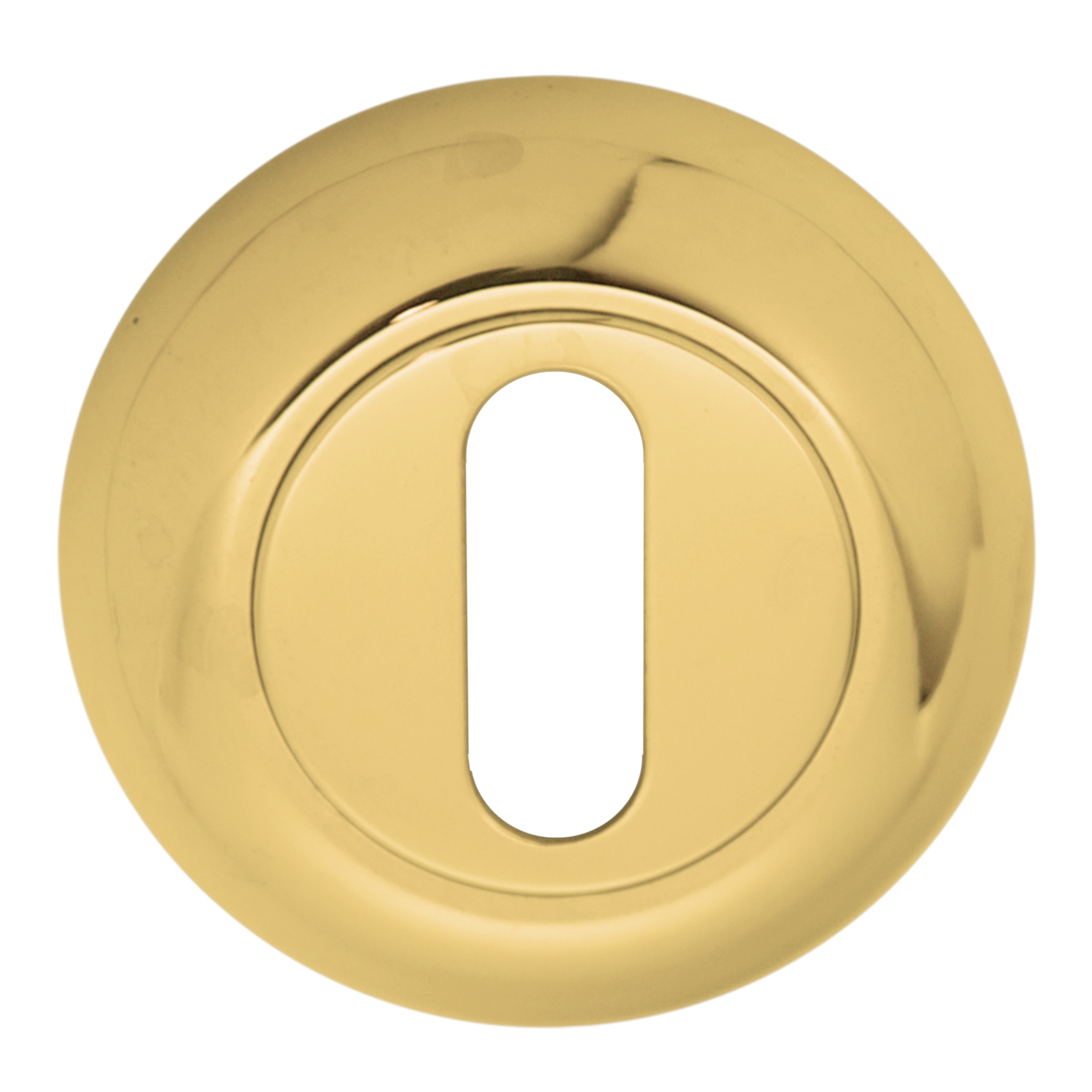 Schlüsselrosette mit Buntbart (BB2)-Lochung Messing glänzend mit Schutzlack, Durchmesser Schlüsselrosette (BB2) in Messing  D