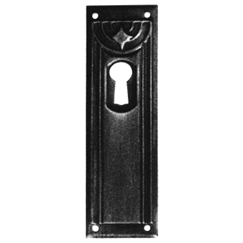 Jugendstil Möbelschild geprägt Messing MPA 26 x 75mm mit Schlüsselloch Serie JU027 Bild1