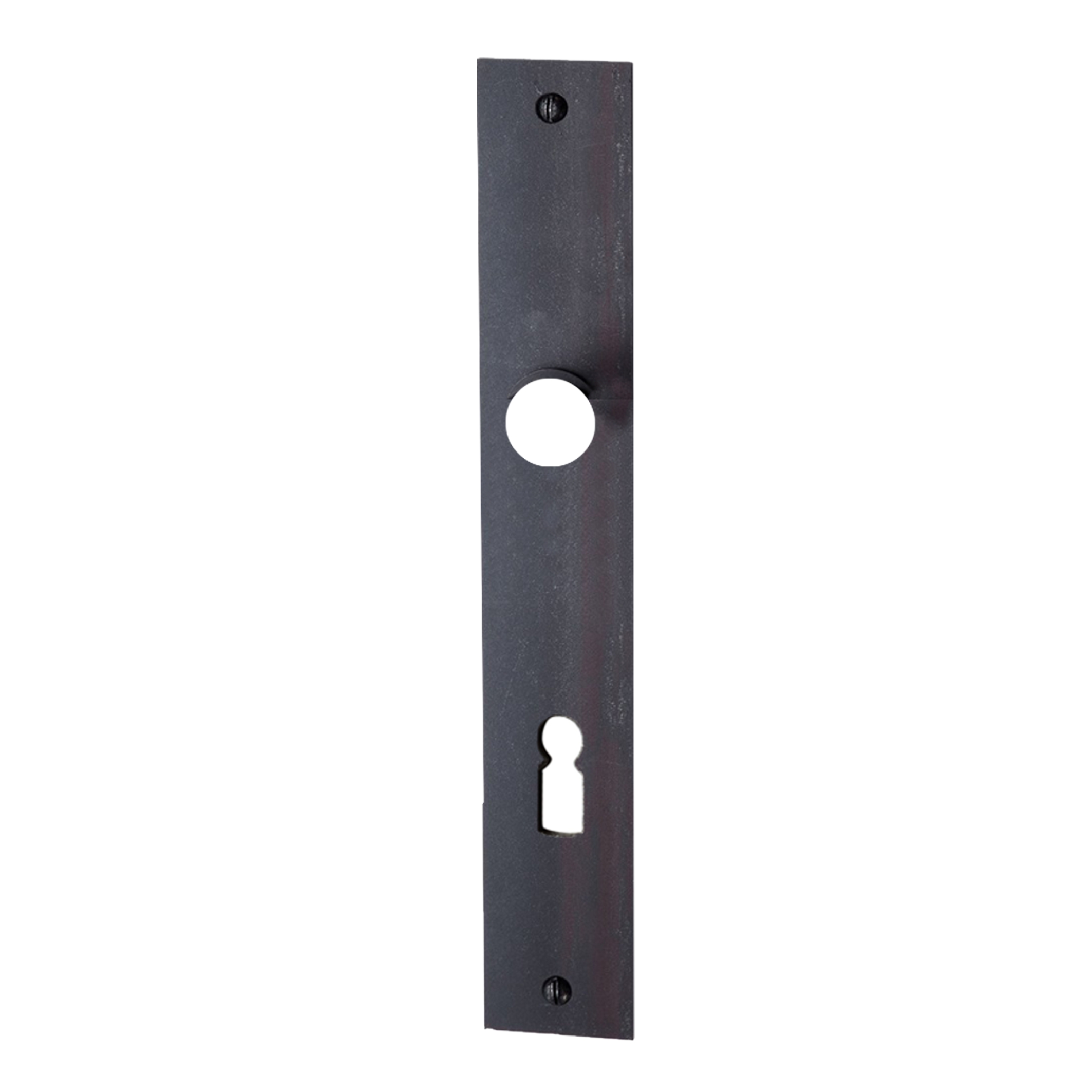 Bauhaus-Stil-Zimmertürschild Dist. 72 mm BB, Eisen schwarz gebrannt&gewachst L x B