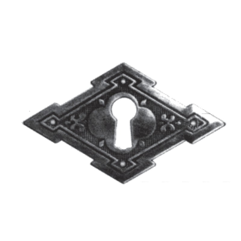 Historismus Möbelschild geprägt Messing MPG 65 x 40mm mit Schlüsselloch Serie HI018 Bild1