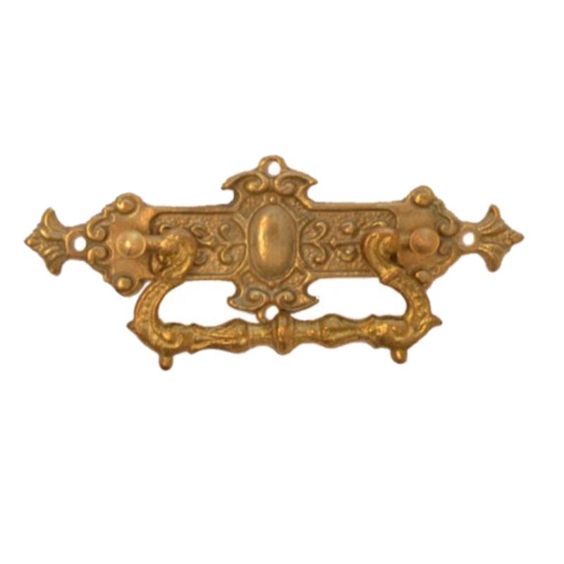 Historismus Möbelschild gegossen Messing MMA 102 x 37mm mit Griff Serie HI004 Bild1