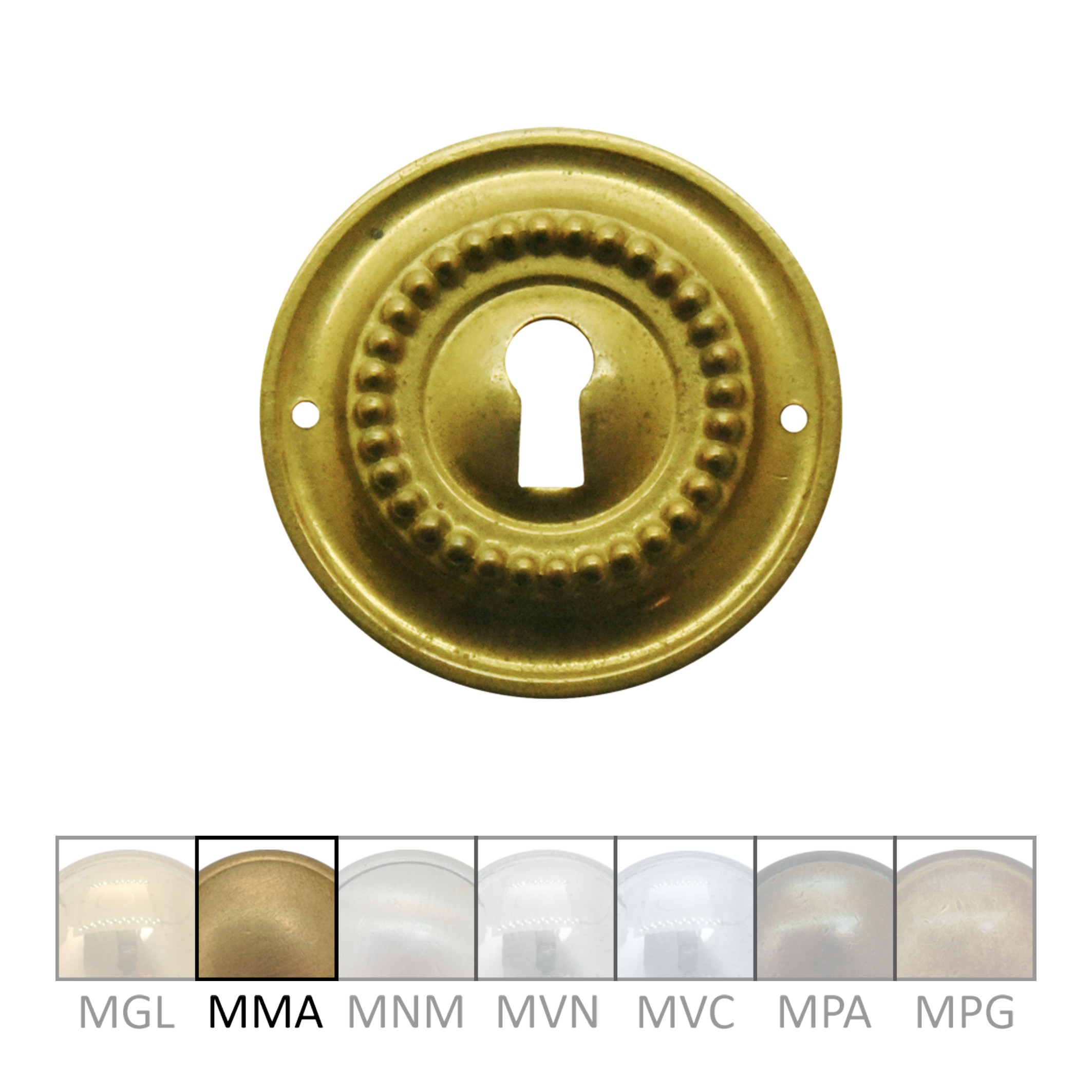 Klassizismus Möbelschild geprägt Messing MMA D47mm Schlüsselloch Serie KL030 Bild1
