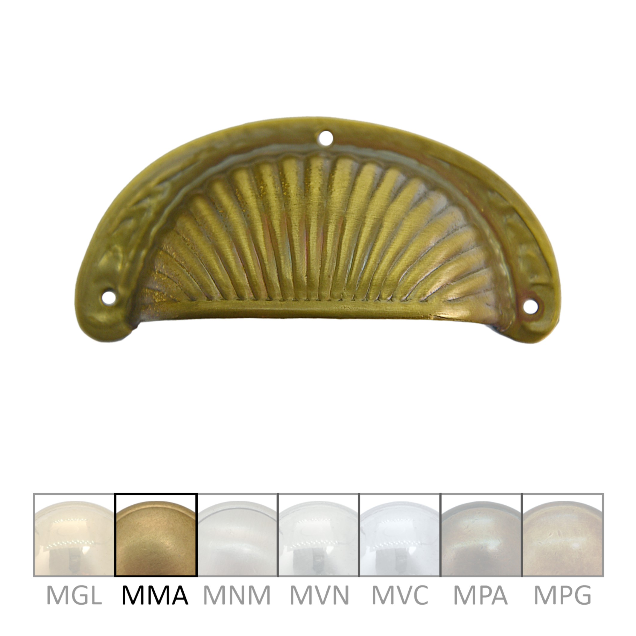 Muschelgriff gerillt Messing MMA 82 x 16mm Serie JU021 Bild1