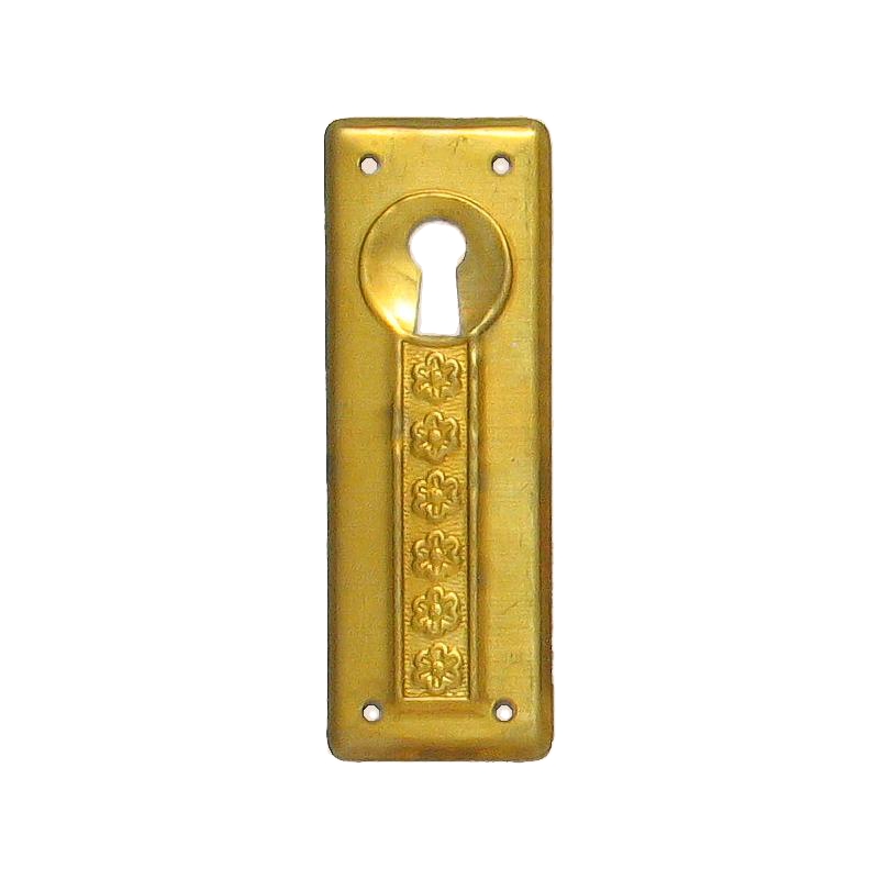 Jugendstil Möbelschild Messing MMA 27 x 75mm mit Schlüsselloch Serie JU001 Bild1