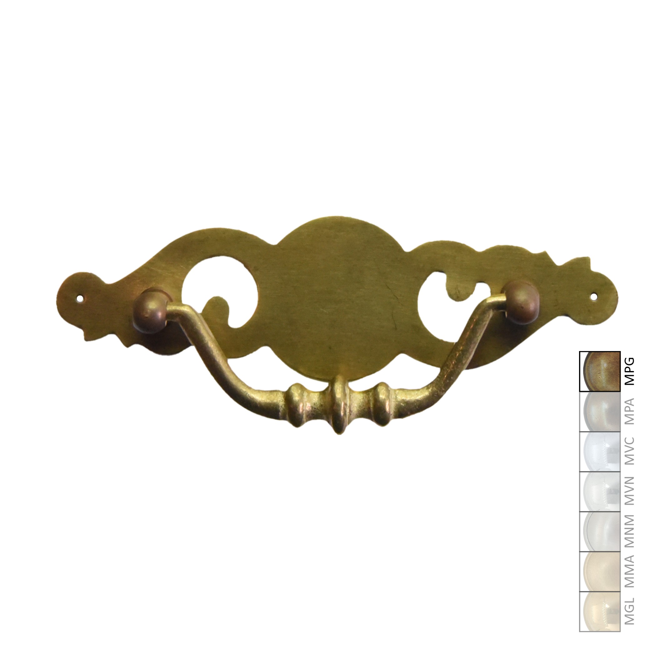 Barock Schlüsselschild 40 x 155mm mit Griff, Messing MPG Serie BA013 Bild1