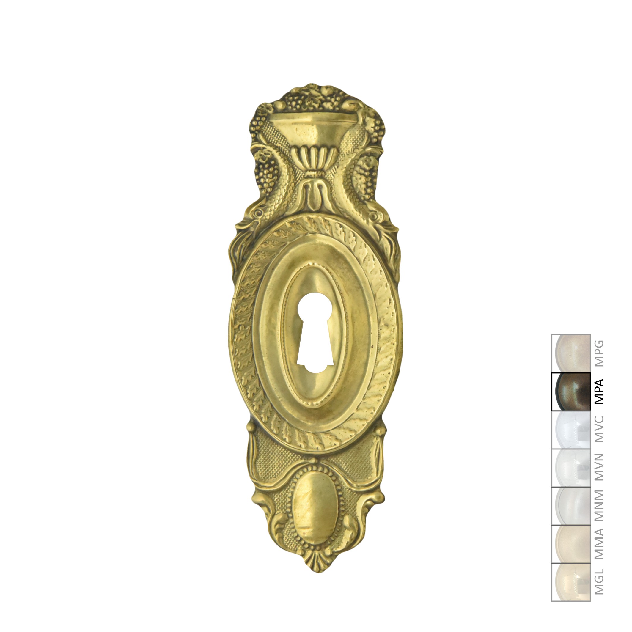 Klassizismus Möbelschild geprägt Messing MPA 50x138mm mit Schlüsselloch Serie KL064 Bild1