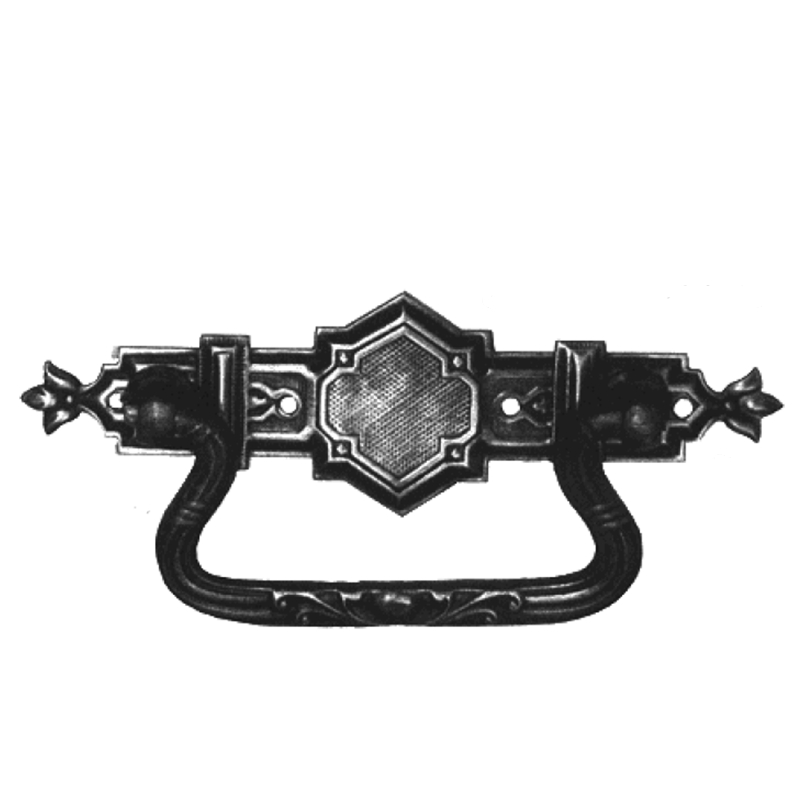 Historismus Möbelschild geprägt Messing MPA 110 x 35mm mit Griff Serie HI025 Bild1