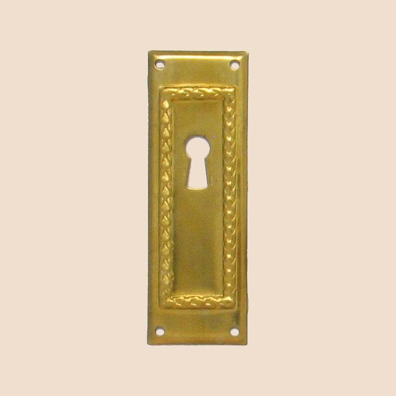 Jugendstil Möbelschild Messing MMA 27 x 79mm mit Schlüsselloch Serie JU014 Bild1