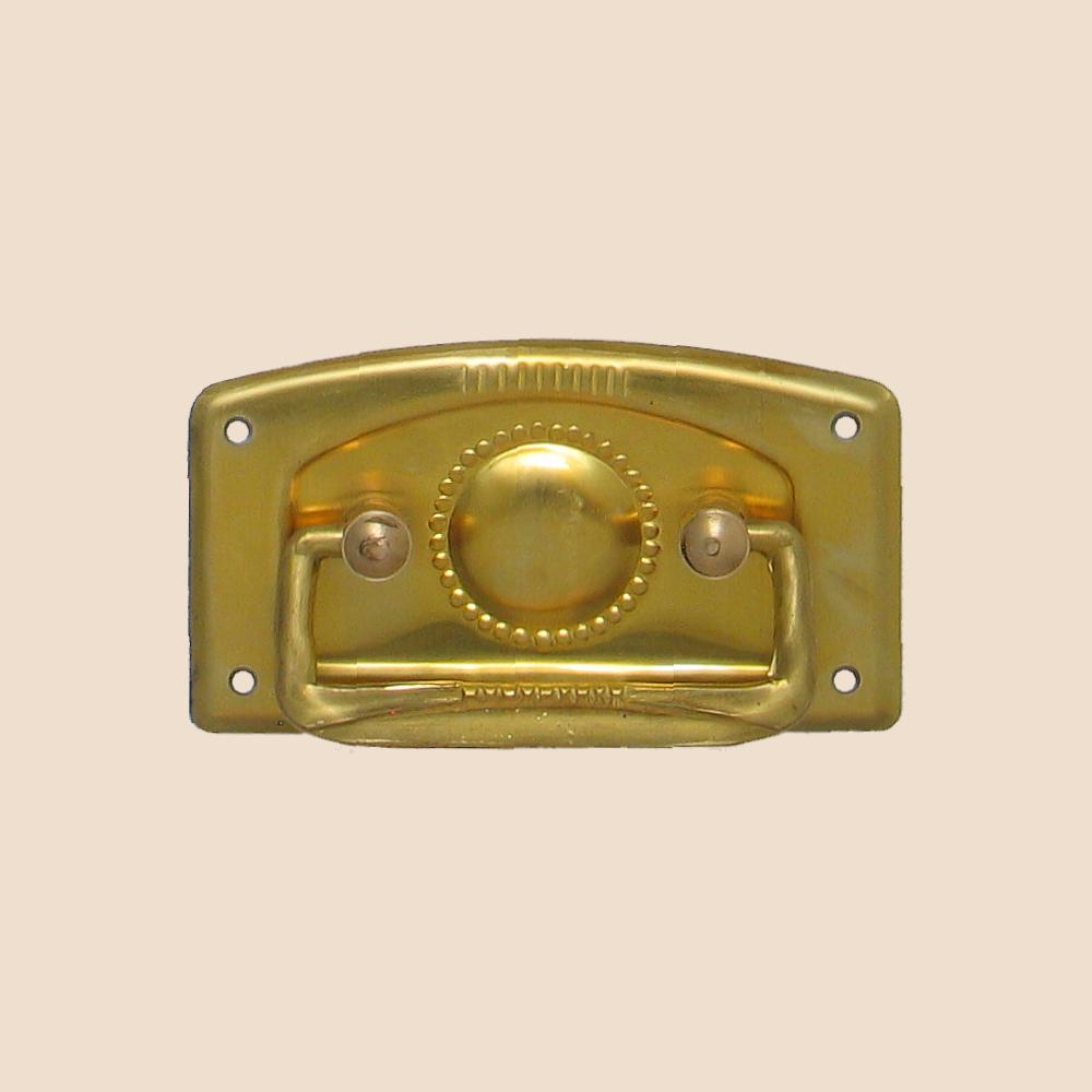 Jugendstil Möbelschild geprägt - Messing glänzend - 67 x 38 mm der Serie JU007 Bild1 Jugendstil Möbelschild geprägt Messing MGL 67 x 38mm mit Griff Serie JU007 Bild1