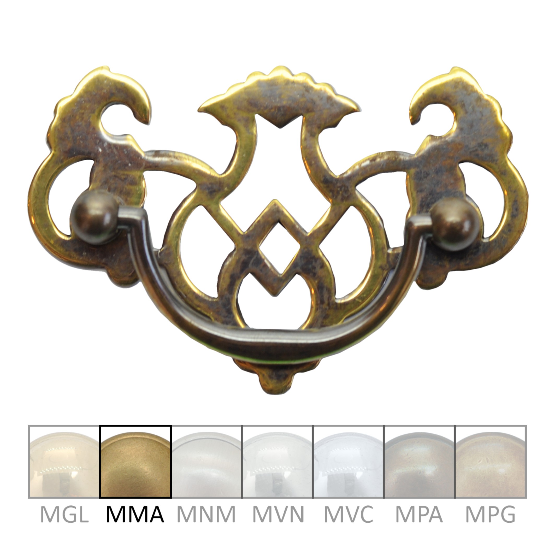 Klassizismus Möbelschild Messing MMA 75x50mm mit Griff Serie KL041 Bild1