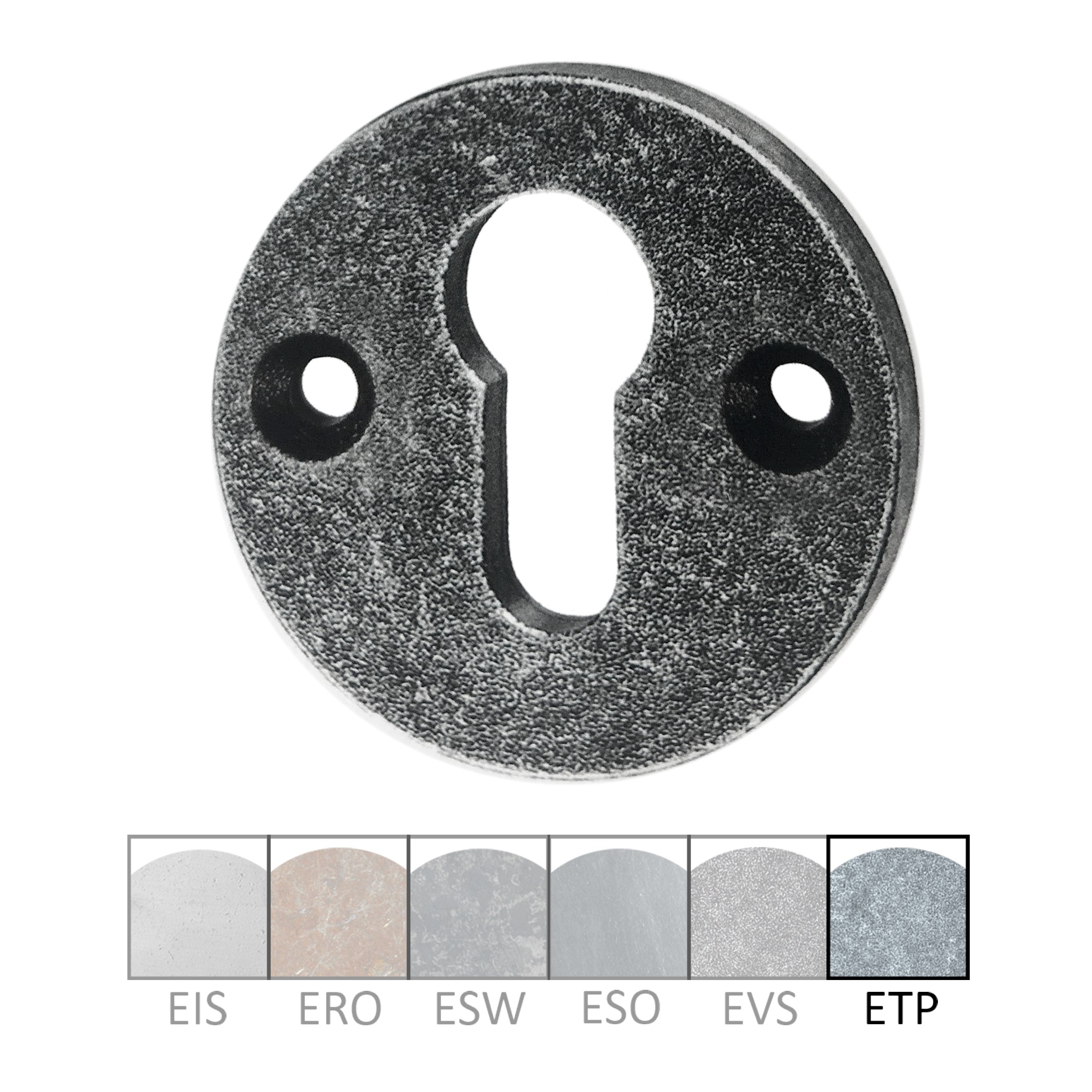 Rosette & Sicherheitsrosette in Eisen (PZ, BB, TD, WC) versch. Maße & Oberflächen Bild1 Sicherheitsrosette Innen PZ-Lochung Eisen ETP D