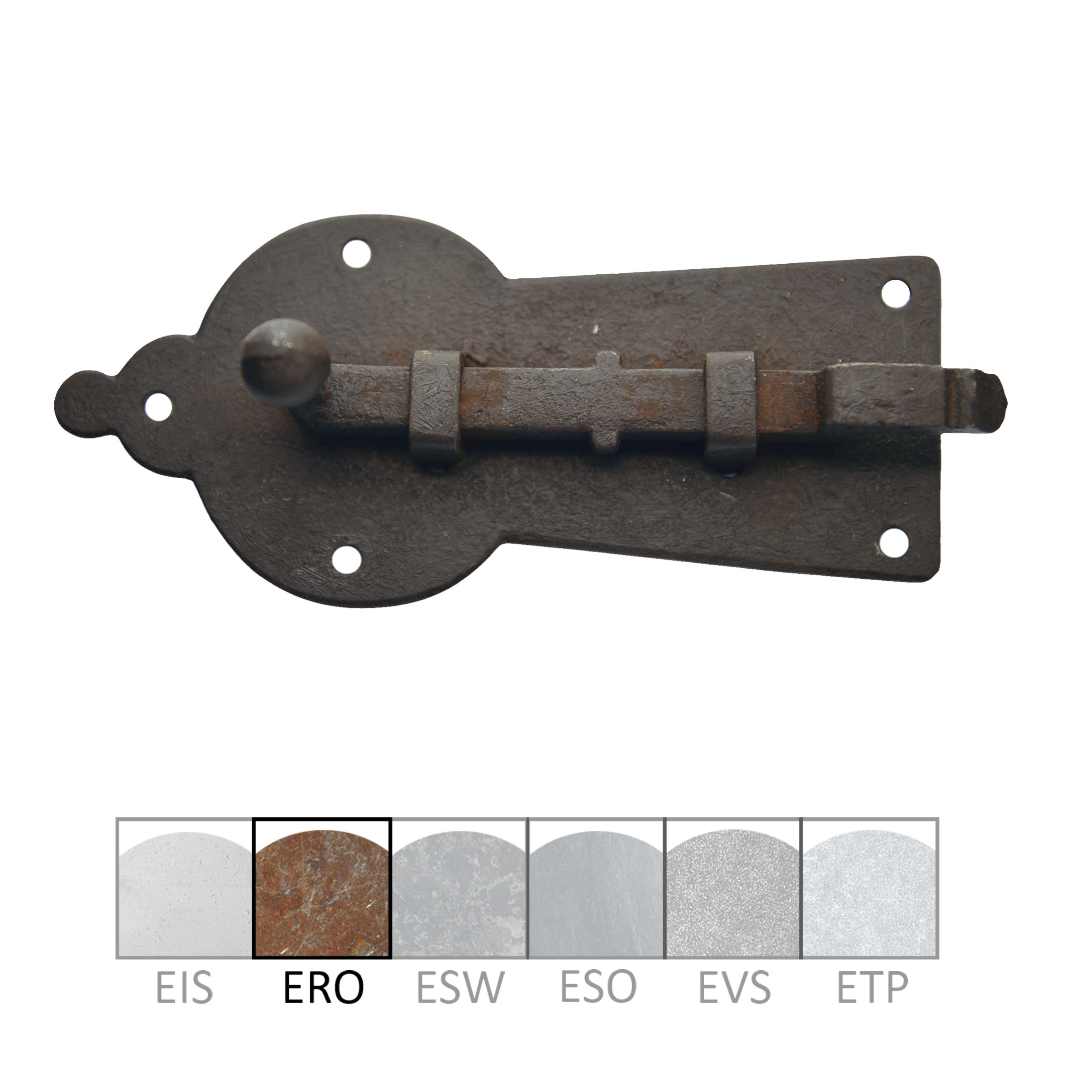 Schubriegel gekröpft in Eisen gerostet und gewachst Serie SR020 Bild1