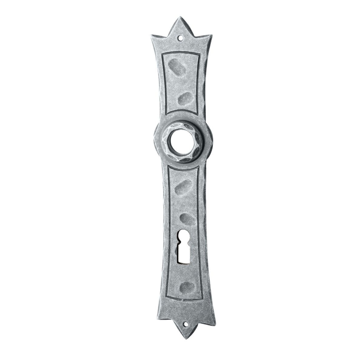 Zimmertürschild Dist. 72 mm BB, Eisen thermopatiniert ® L x B