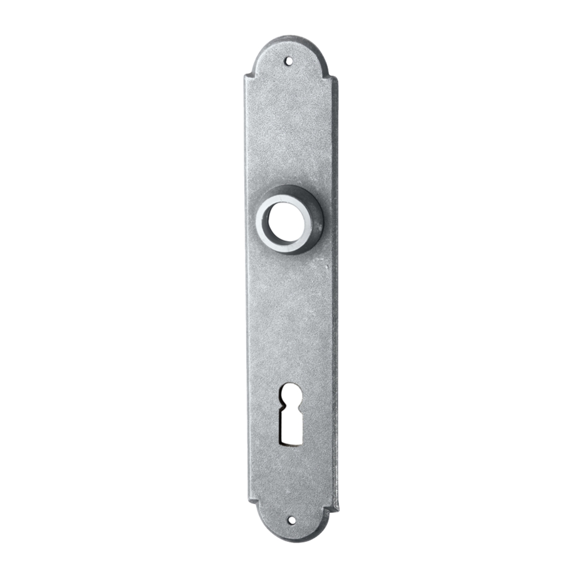 Zimmertürschild Dist. 72 mm BB, Eisen thermopatiniert ® L x B