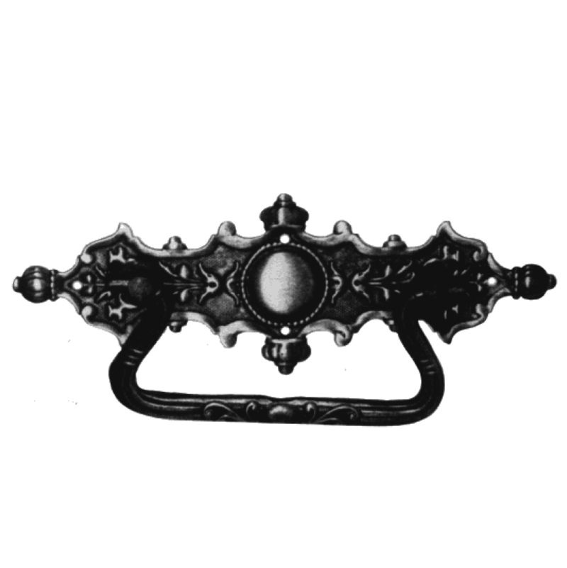 Historismus Möbelschild geprägt Messing MMA 130 x 45mm mit Griff Serie HI021 Bild1