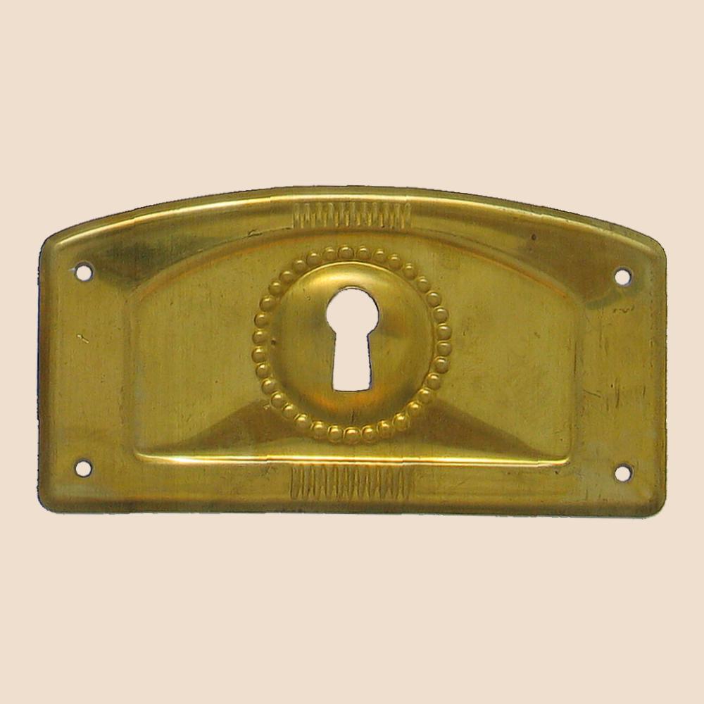 Jugendstil Möbelschild geprägt Messing MMA 89 x 48mm mit Schlüsselloch Serie JU007 Bild1
