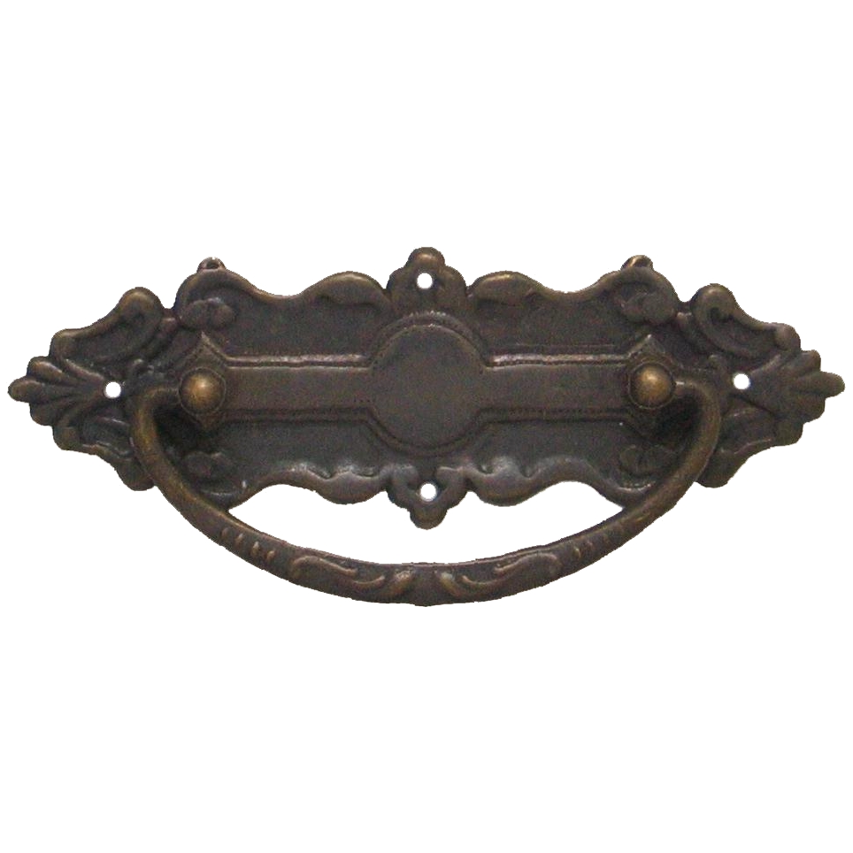 Historismus Möbelschild geprägt Messing MPG 113 x 39mm mit Griff Serie HI001 Bild1