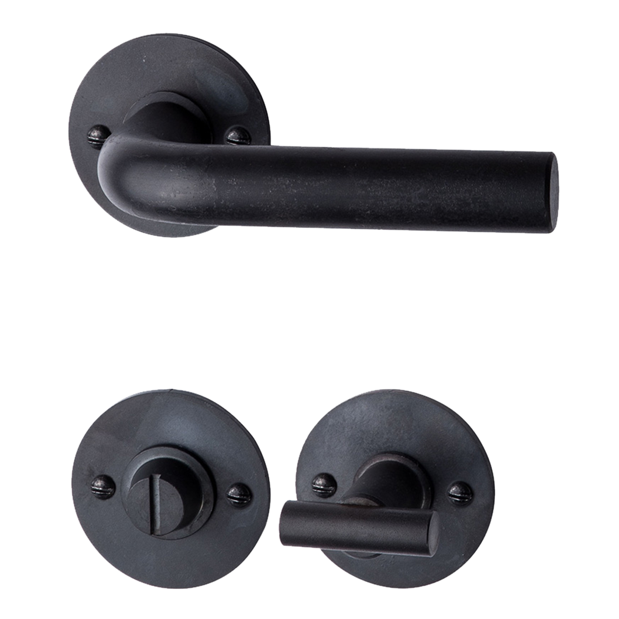 Rosettengarnitur in Eisen Schwarz gebrannt & gewachst WC mit TD084 Serie TG543 Bild1