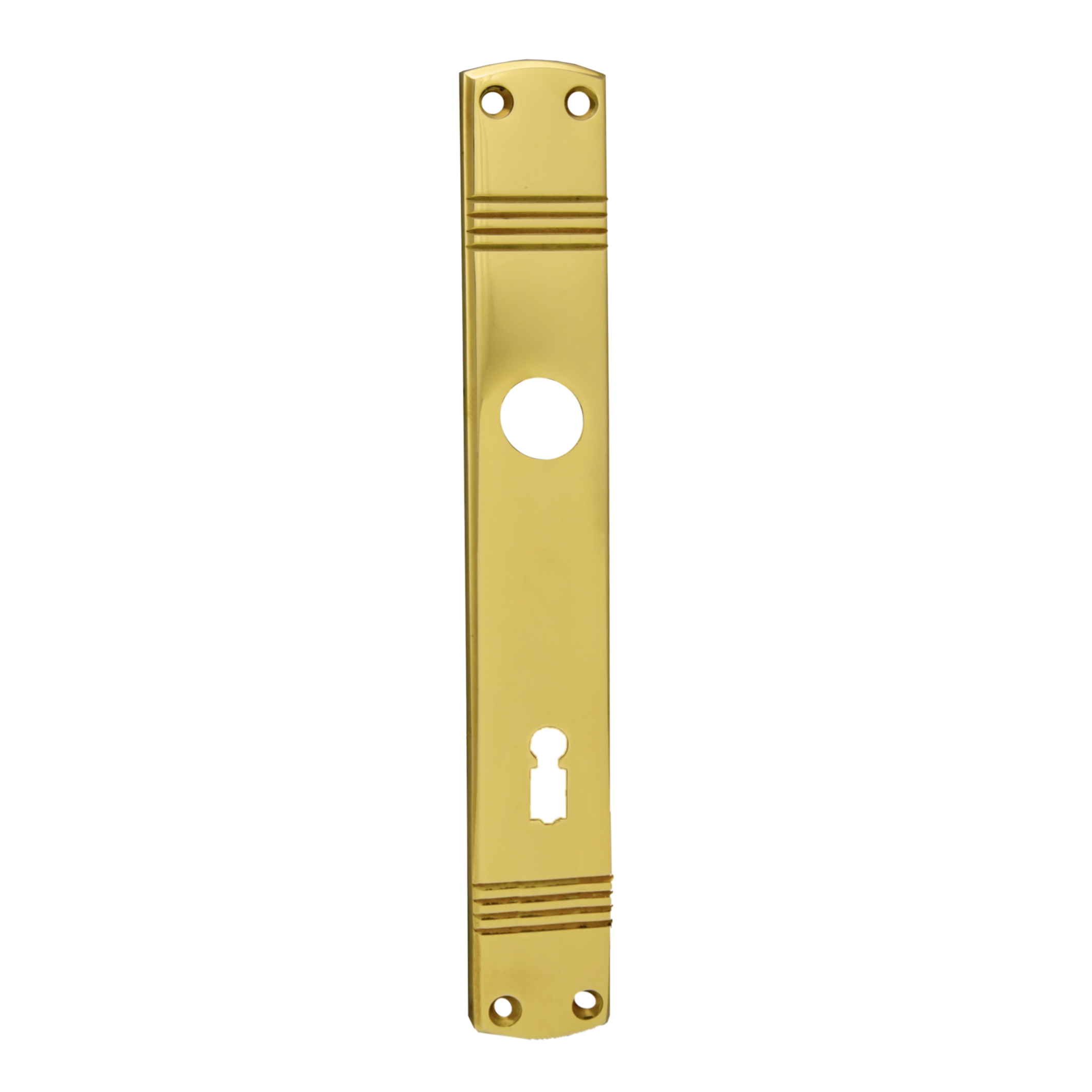 Zimmertürschild Dist. 72 mm BB, Messing glänzend L x B