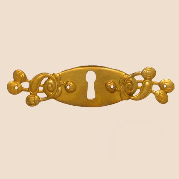 Jugendstil Möbelschild geprägt Messing MPA 105 x 21mm mit Schlüsselloch Serie JU009 Bild1