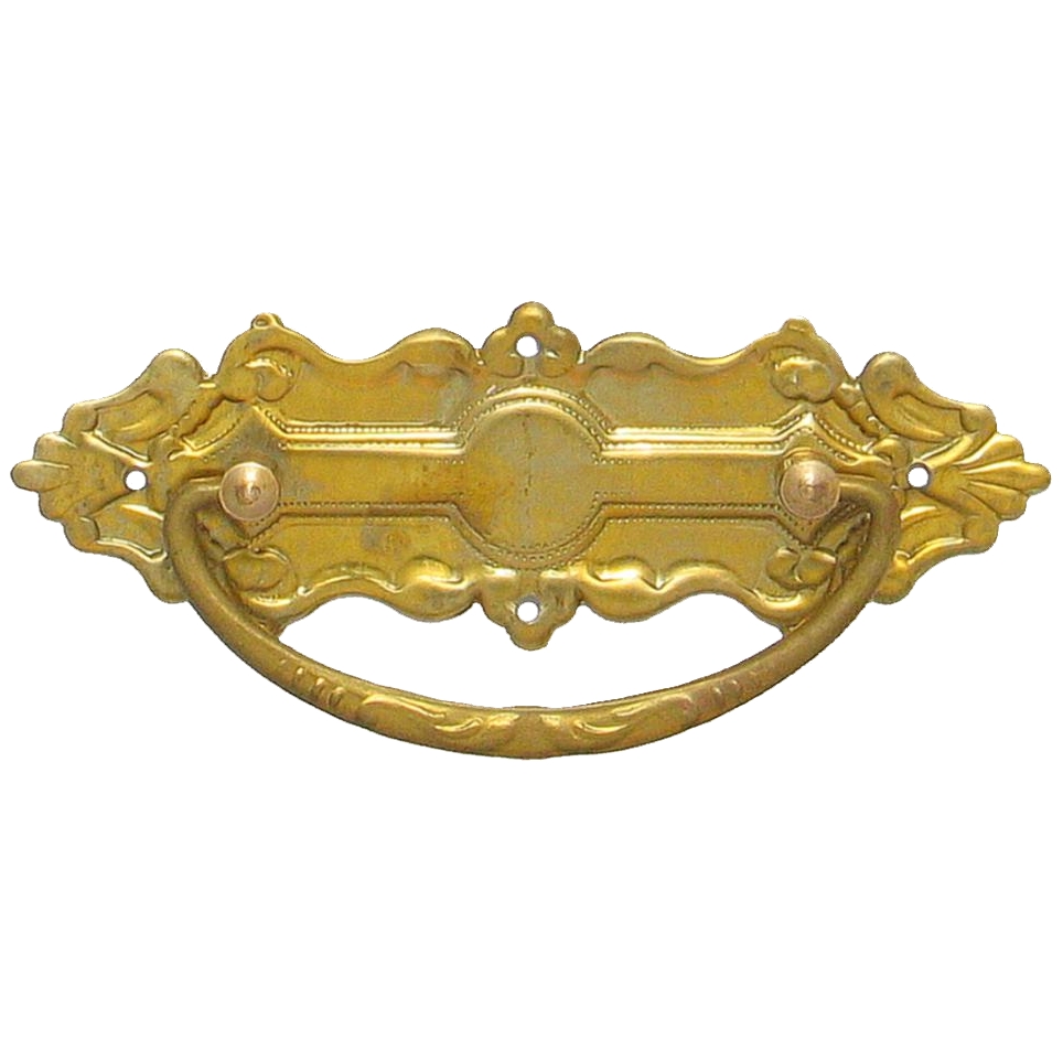 Historismus Möbelschild geprägt Messing MMA 113 x 39mm mit Griff Serie HI001 Bild1