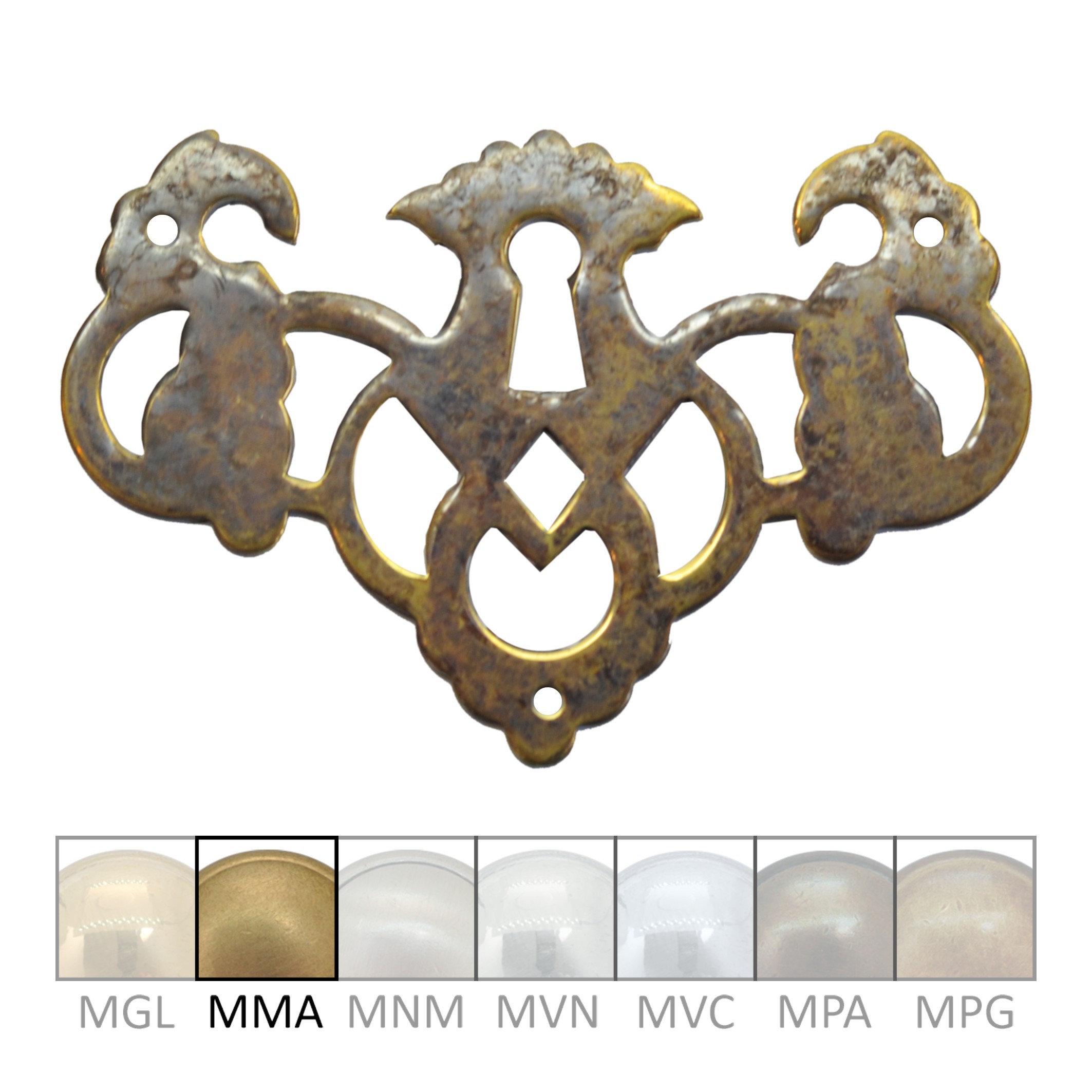 Klassizismus Möbelschild Messing MMA 75x50mm mit Schlüsselloch Serie KL041 Bild1