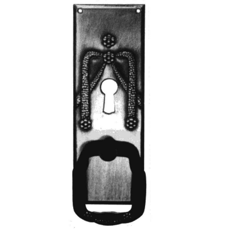 Jugendstil Möbelschild geprägt Messing MMA 32 x 95mm mit Griff und Schlüsselloch Serie JU036 Bild1