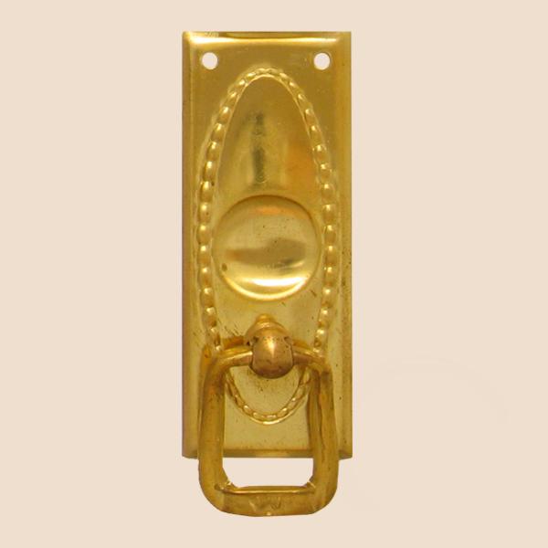 Jugendstil Möbelschild geprägt Messing MPG 28 x 70mm mit Griff Serie JU018 Bild1