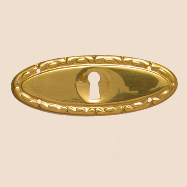 Jugendstil Möbelschild geprägt Messing MGL 95 x 33mm mit Schlüsselloch Serie JU002 Bild1