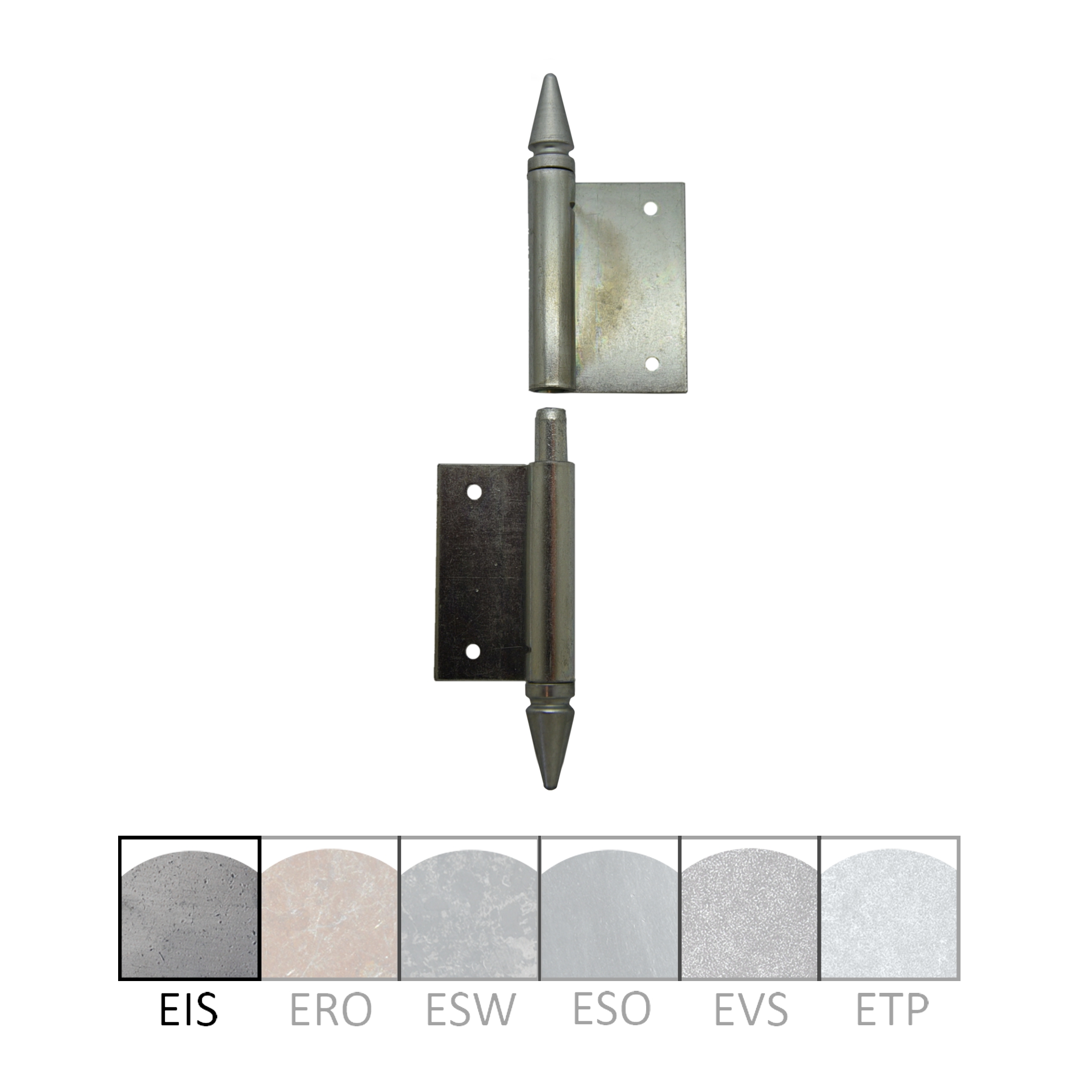 Einstemmband versetzt fester Stift 120mm links mit Zierspitze Serie FB034 Bild1