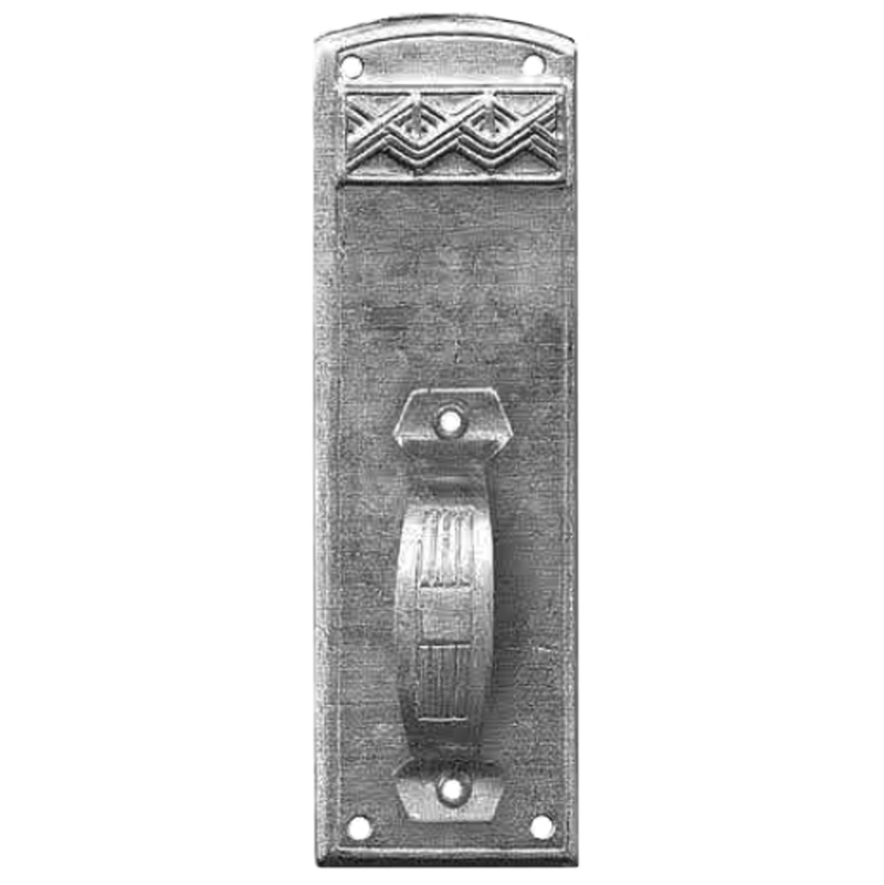 Jugendstil Möbelschild geprägt Messing MPA 28 x 85mm mit Griff fest Serie JU128 Bild1