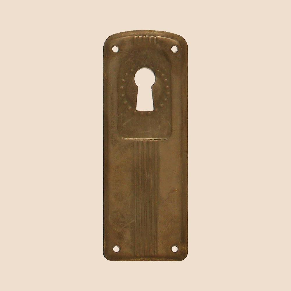 Jugendstil Möbelschild Messing MPA 29 x 80mm mit Schlüsselloch Serie JU007 Bild1