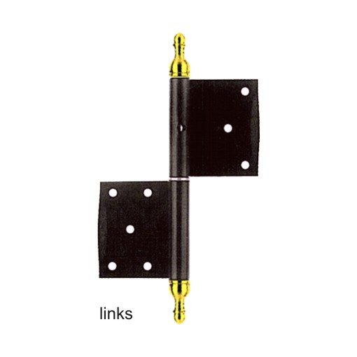 Einstemmband Blendrahmen fester Stift 140mm links - Eisen schwarz Messing Zierkopf Serie TB006 Bild1