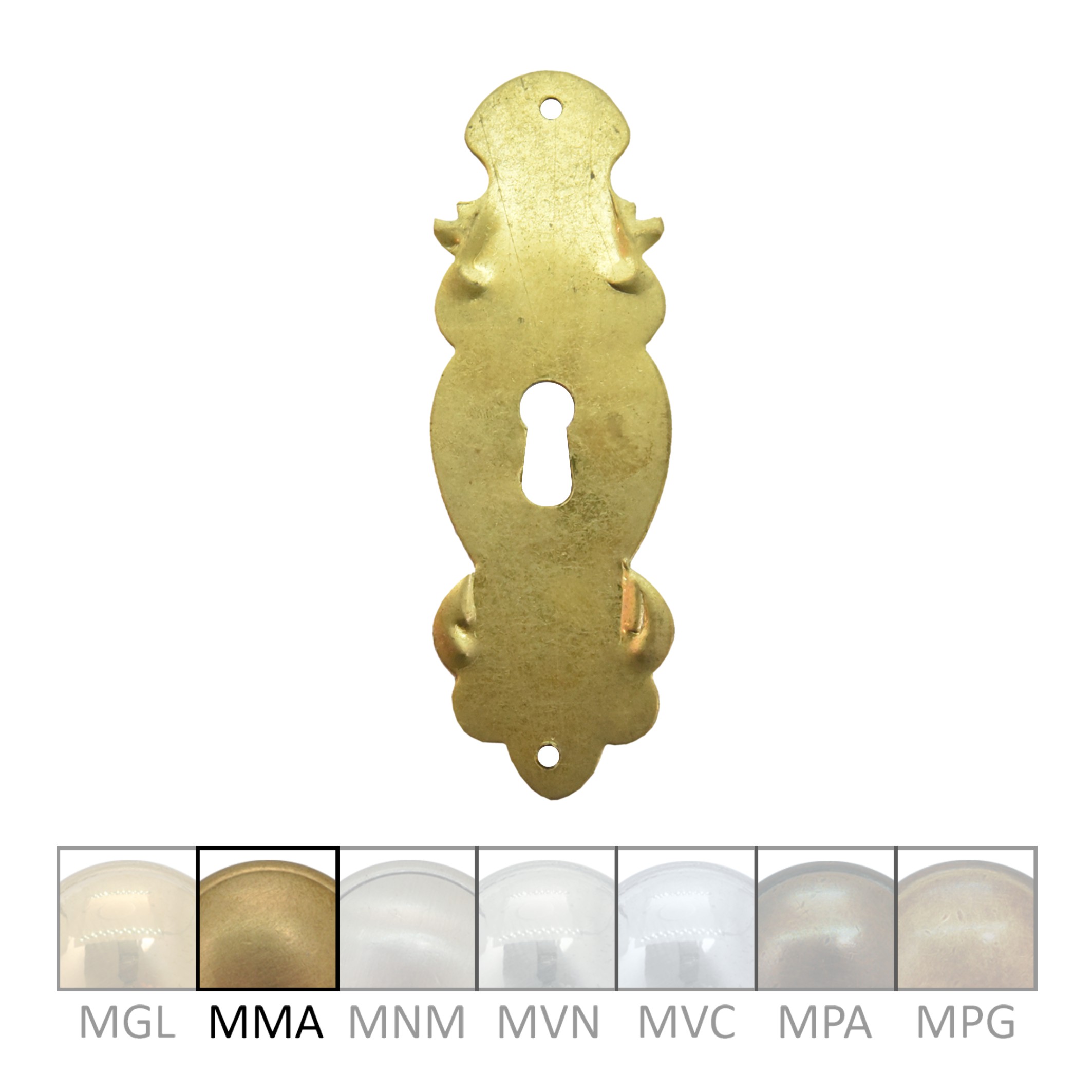 Barock Schlüsselschild 120 x 40mm mit Schlüsselloch, Messing MMA Serie BA018 Bild1